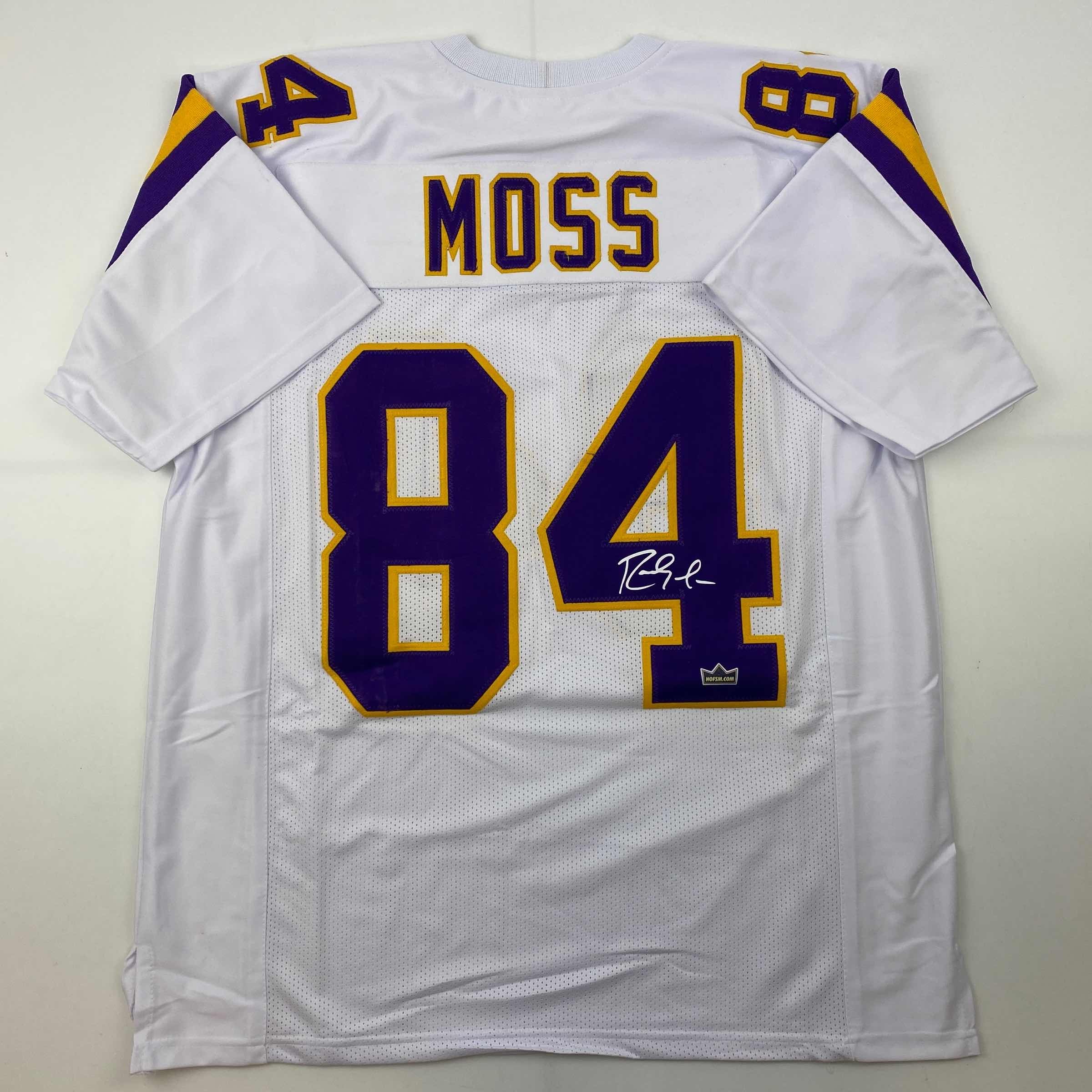 Facsimile Autographed Randy Moss Minnesota White Reprint Laser Auto Football Jersey Size Men's XL