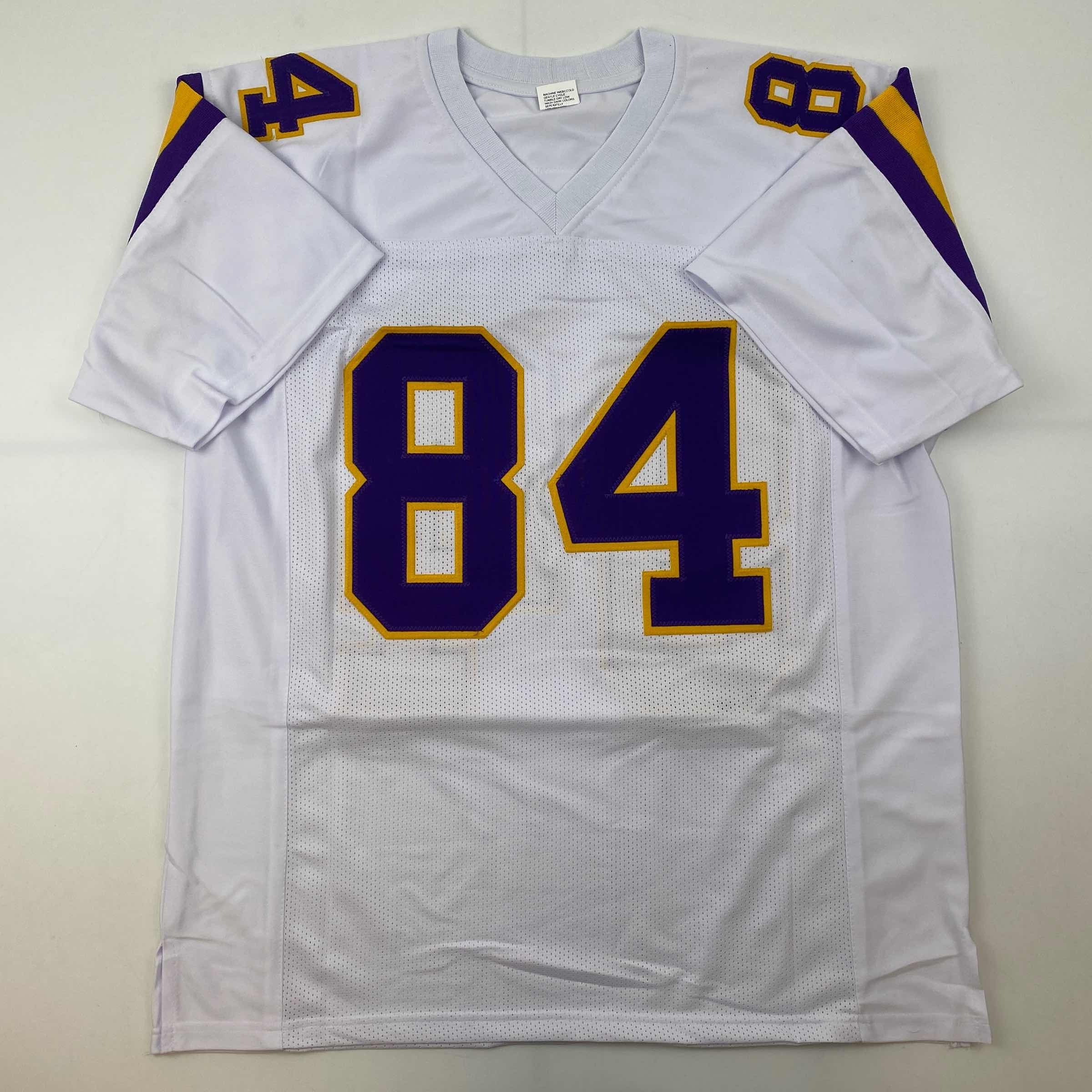 Facsimile Autographed Randy Moss Minnesota White Reprint Laser Auto Football Jersey Size Men's XL
