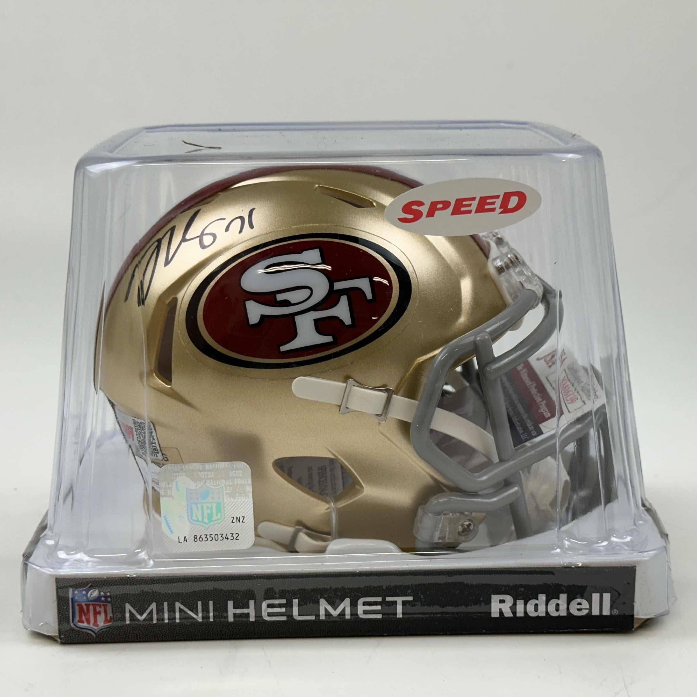 Autographed/Signed Trent Williams San Francisco 49ers Football Mini Helmet JSA COA