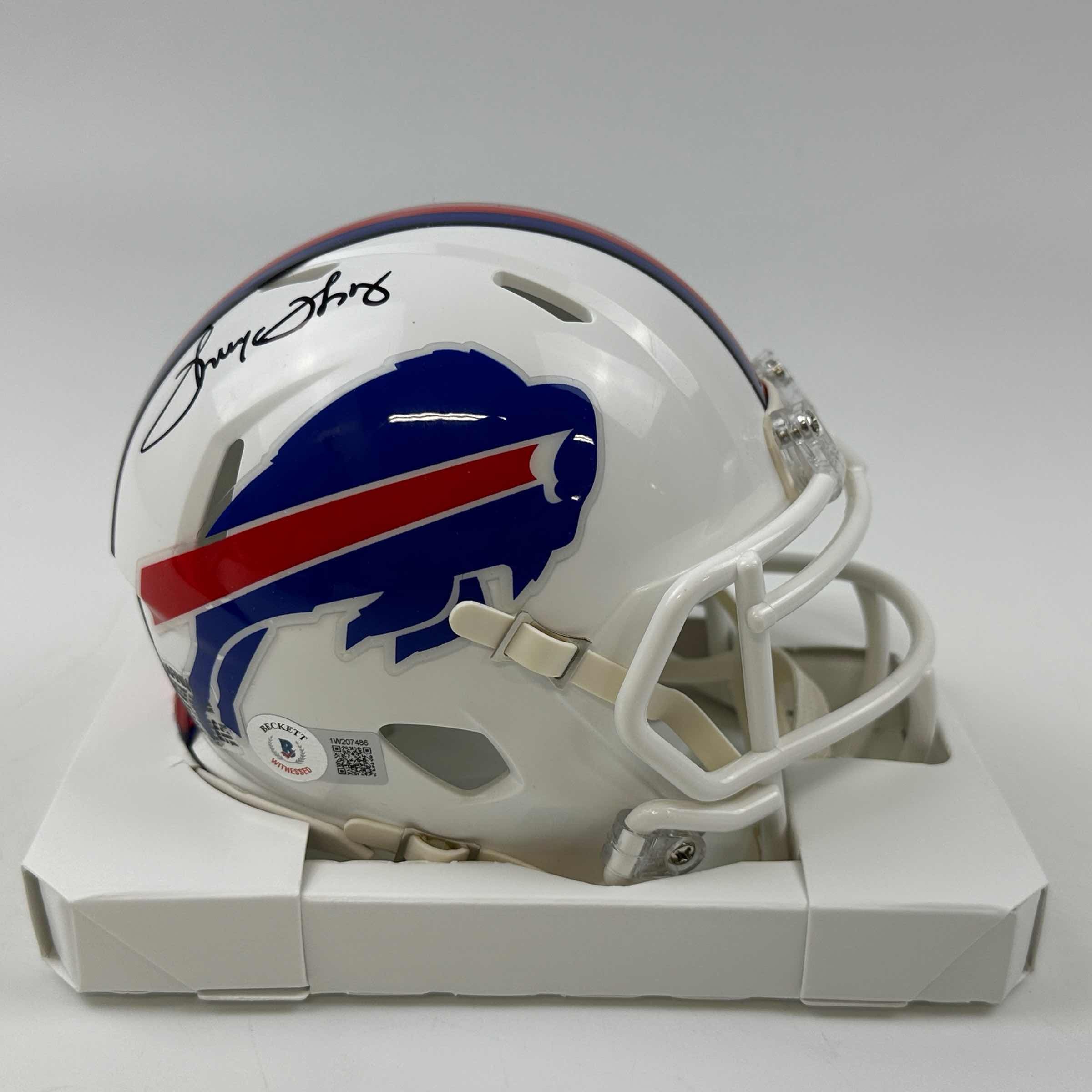 Autographed/Signed Thurman Thomas Buffalo Bills Mini Football Helmet Beckett BAS COA