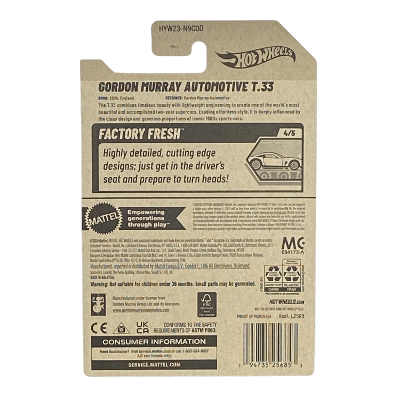 Hot Wheels Gordon Murry Automotive T.33 - Factory Fresh Series 4/5