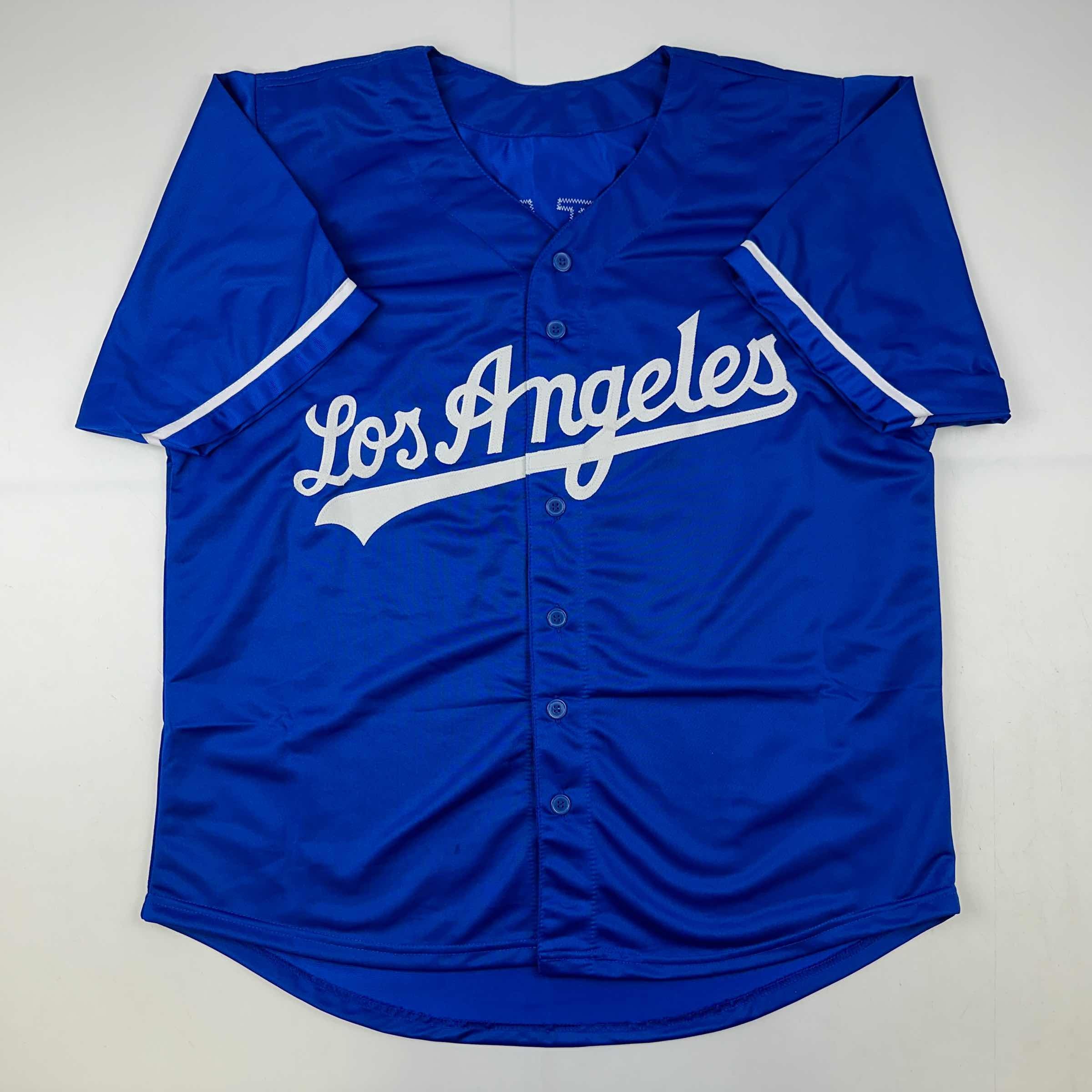 Facsimile Autographed Shohei Ohtani Los Angeles LA Blue Reprint Laser Auto Baseball Jersey Size Men's XL