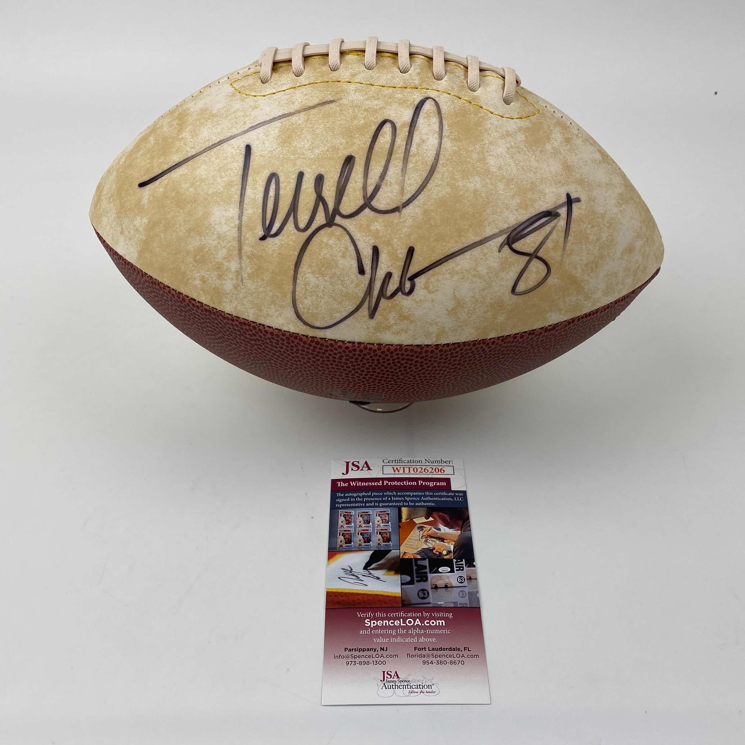 Autographed/Signed Terrell Owens Philadelphia Eagles Full Size F/S Logo Football JSA COA