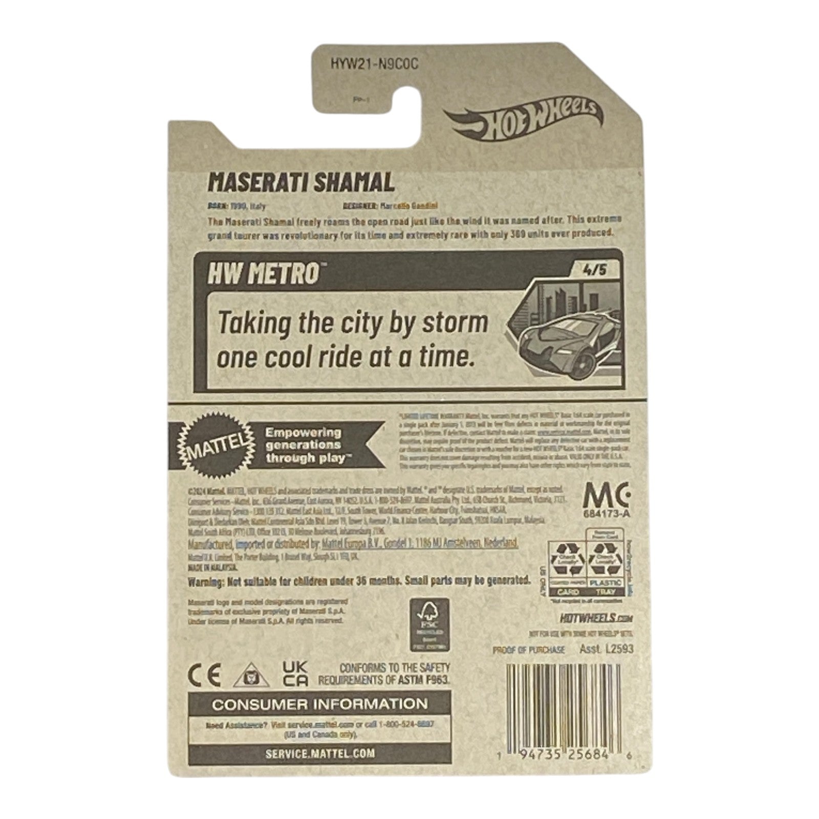 Hot Wheels Maserati Shamal - HW Metro Series 4/5