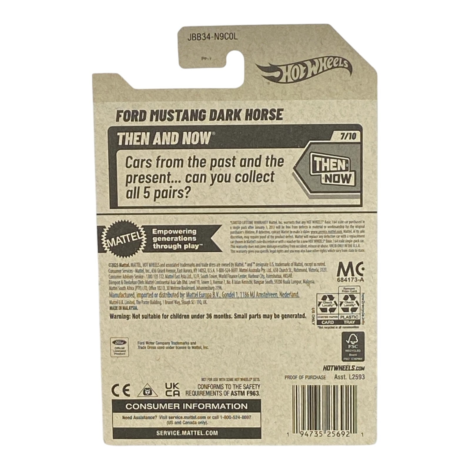 Hot Wheels Ford Mustang Dark Horse - Then and Now Series 7/10