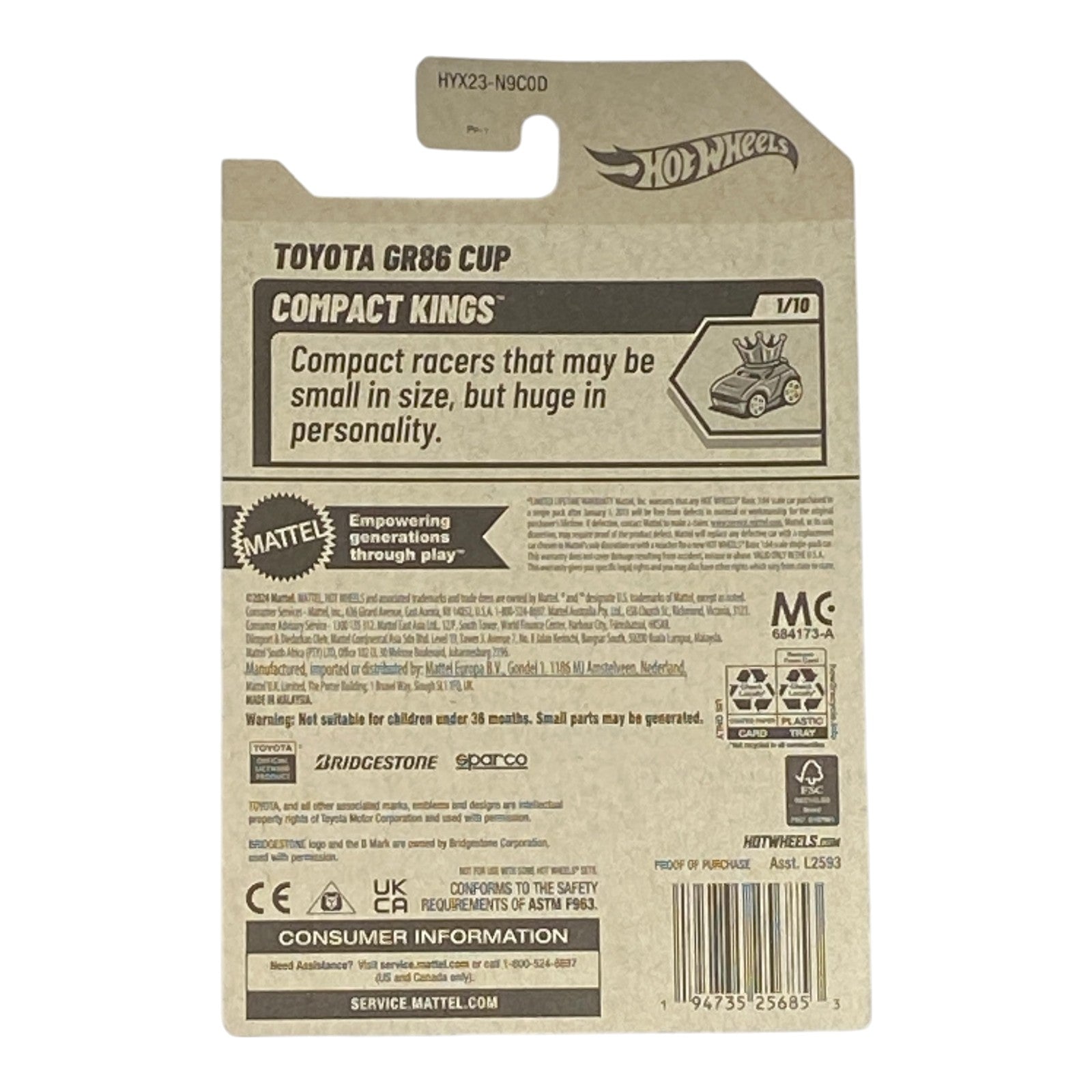 Hot Wheels Toyota GR86 Cup - Compact Kings Series 1/10