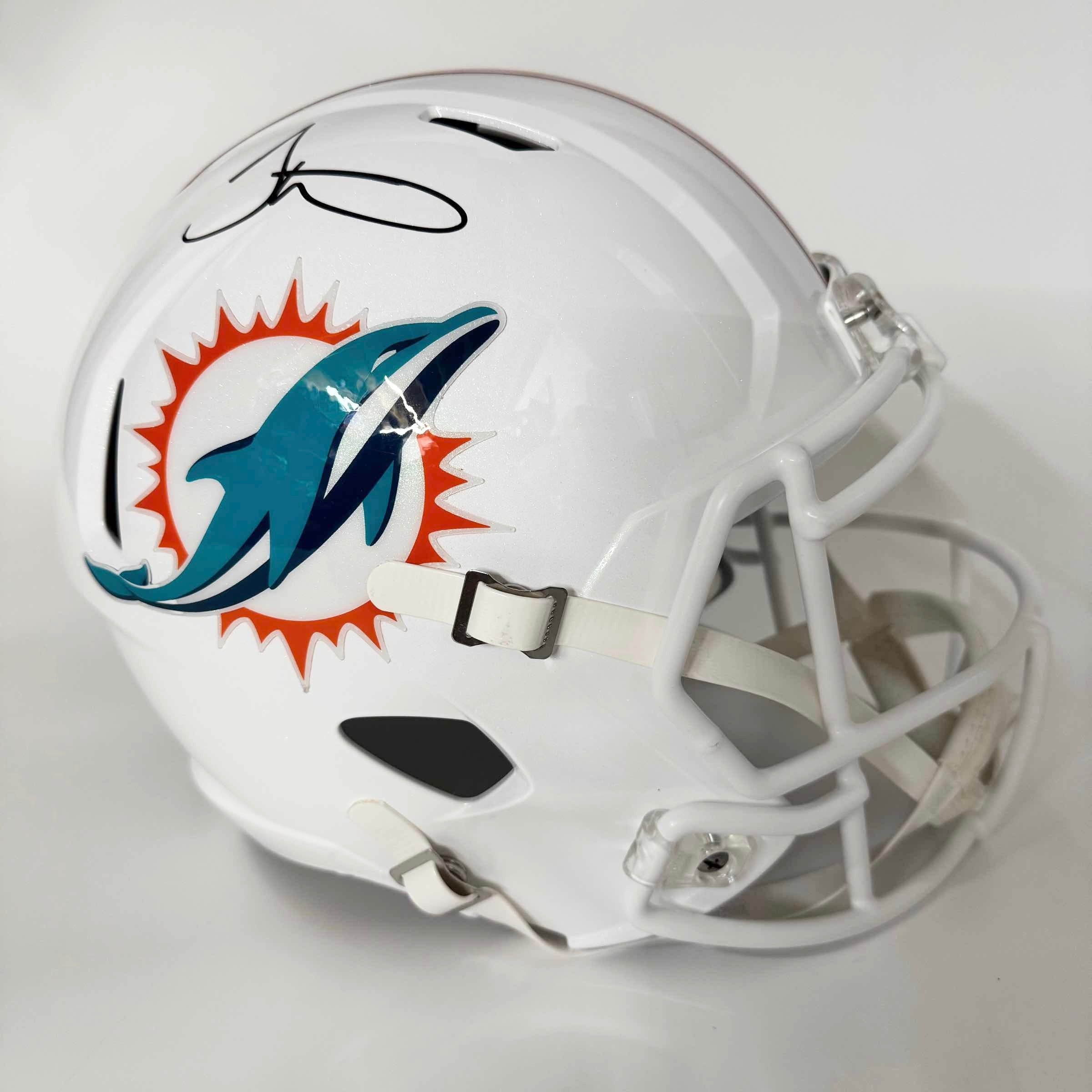 Autographed/Signed Tyreek Hill Miami Dolphins Full Size FS F/S Replica Football Helmet Beckett BAS COA