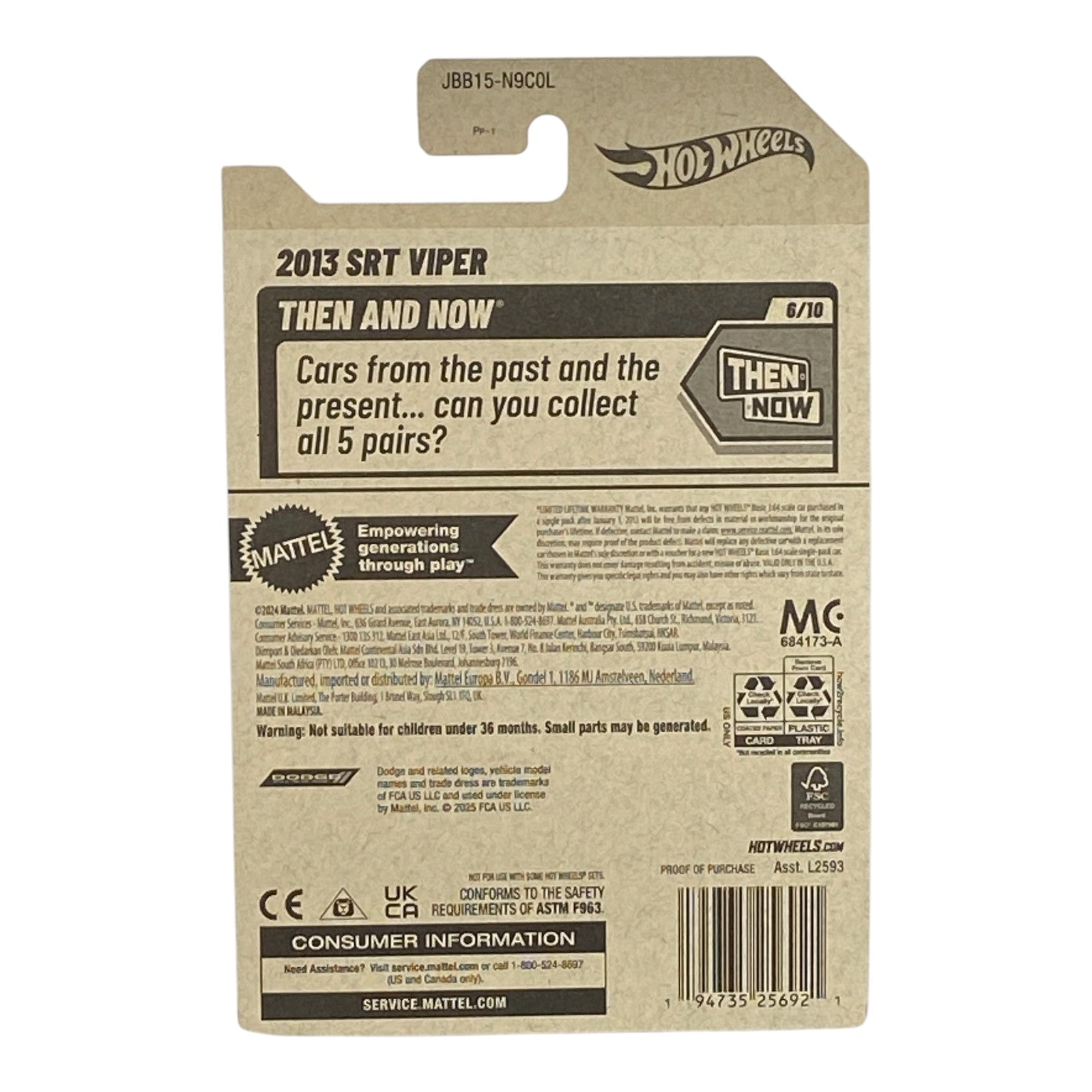 Hot Wheels 2013 SRT Viper - Then and Now Series 6/10