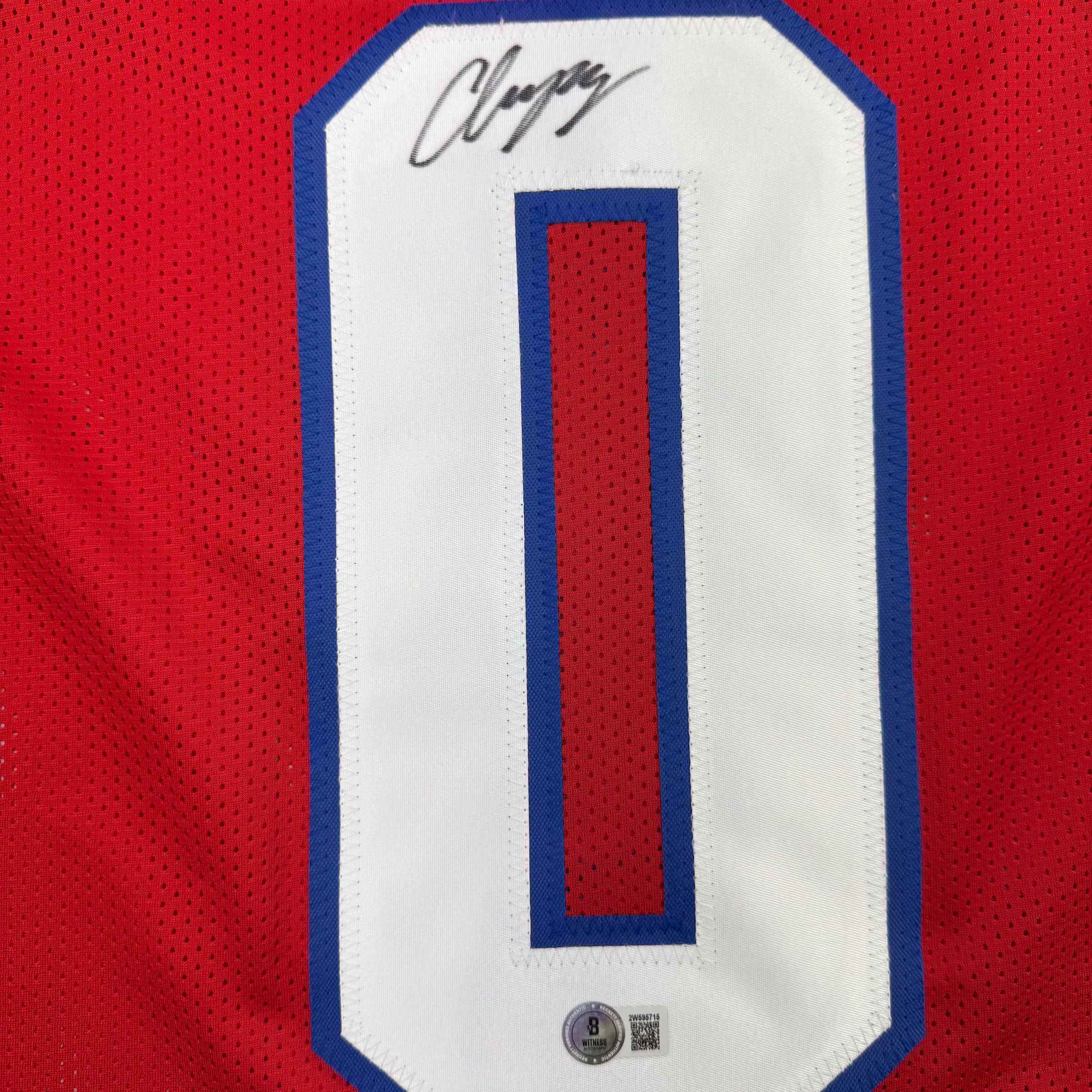 Autographed/Signed Christian Gonzalez New England Red Football Jersey Beckett BAS COA