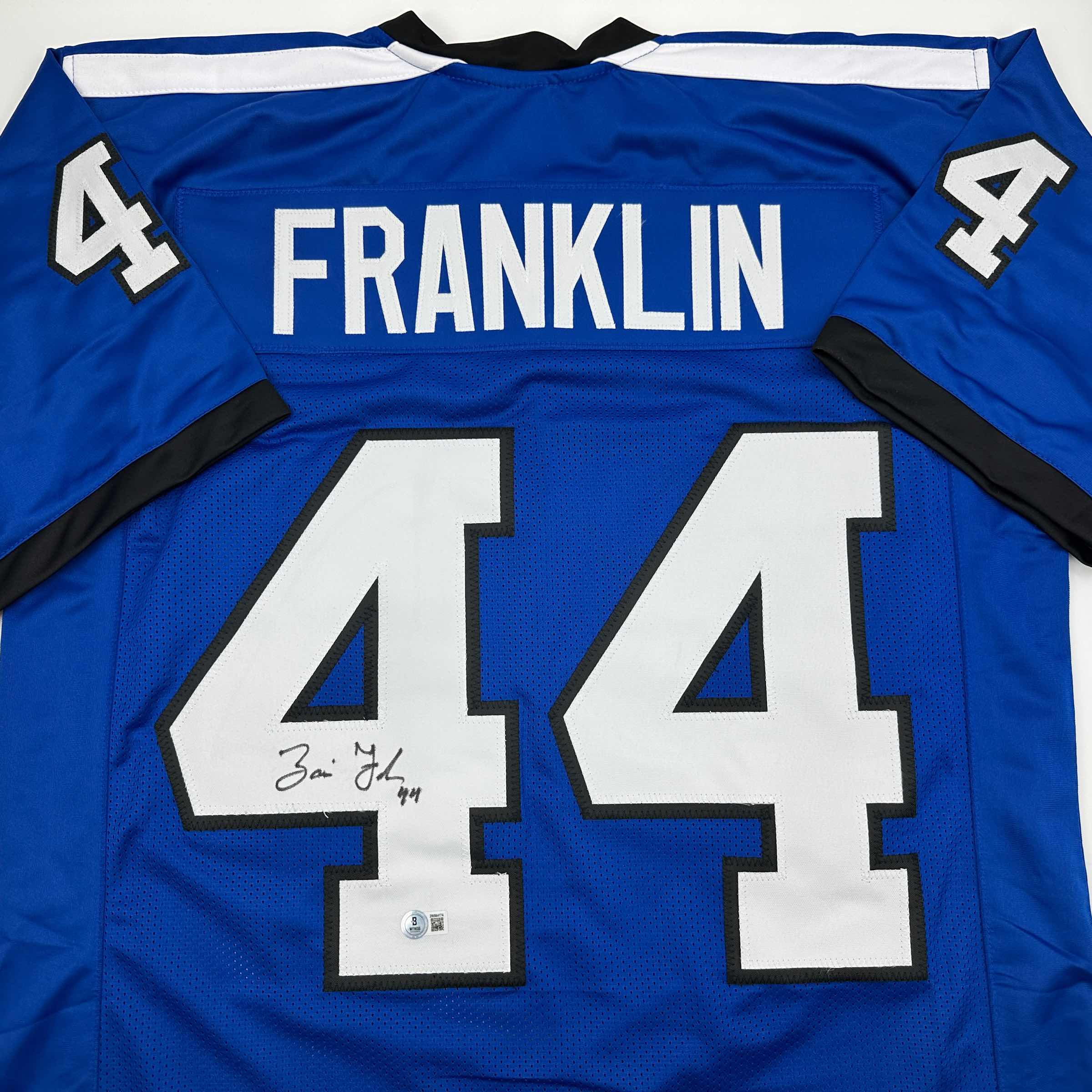 Autographed/Signed Zaire Franklin Indianapolis 2025 Style Blue Football Jersey Beckett BAS COA