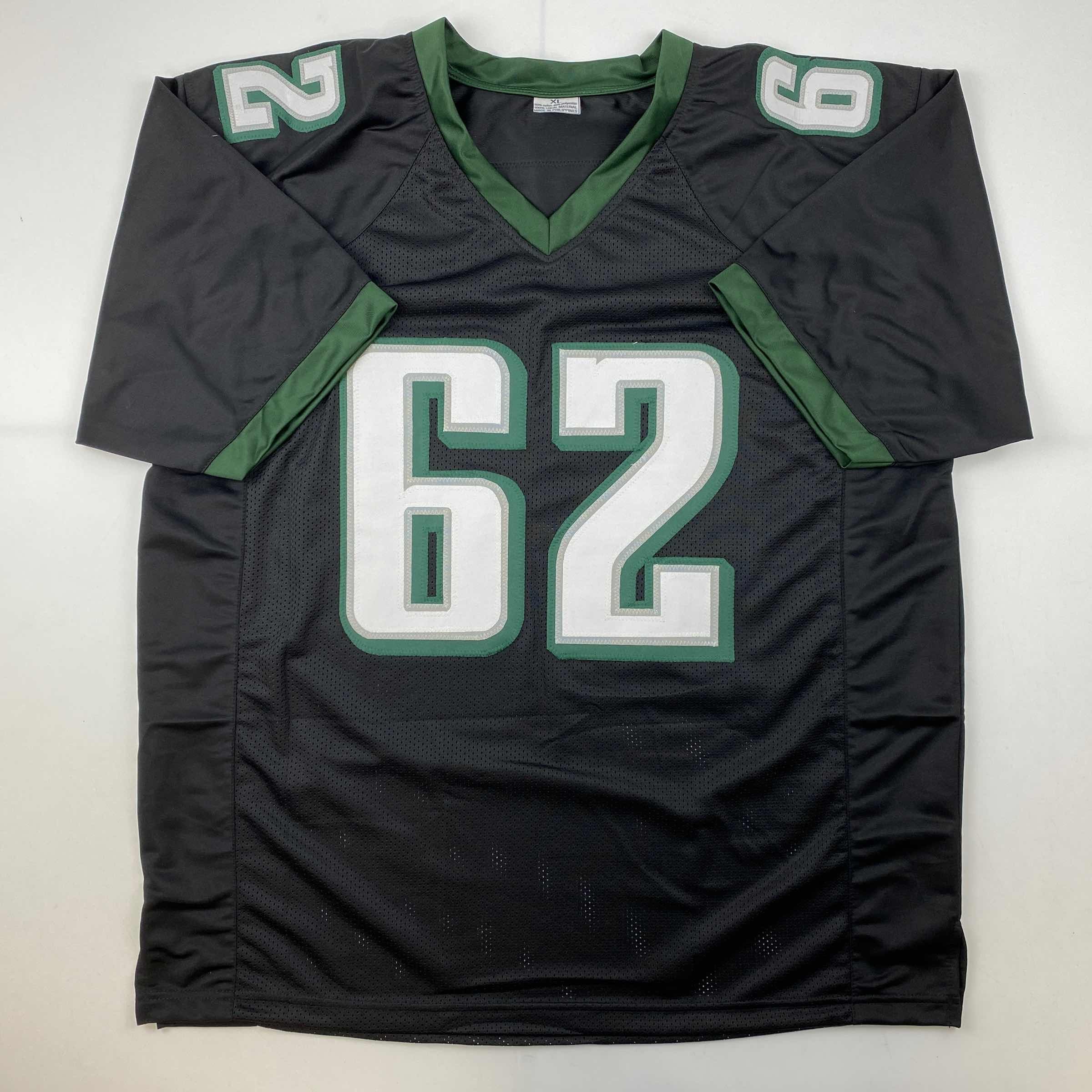 Facsimile Autographed Jason Kelce Philadelphia Black Reprint Laser Auto Football Jersey Size Men's XL