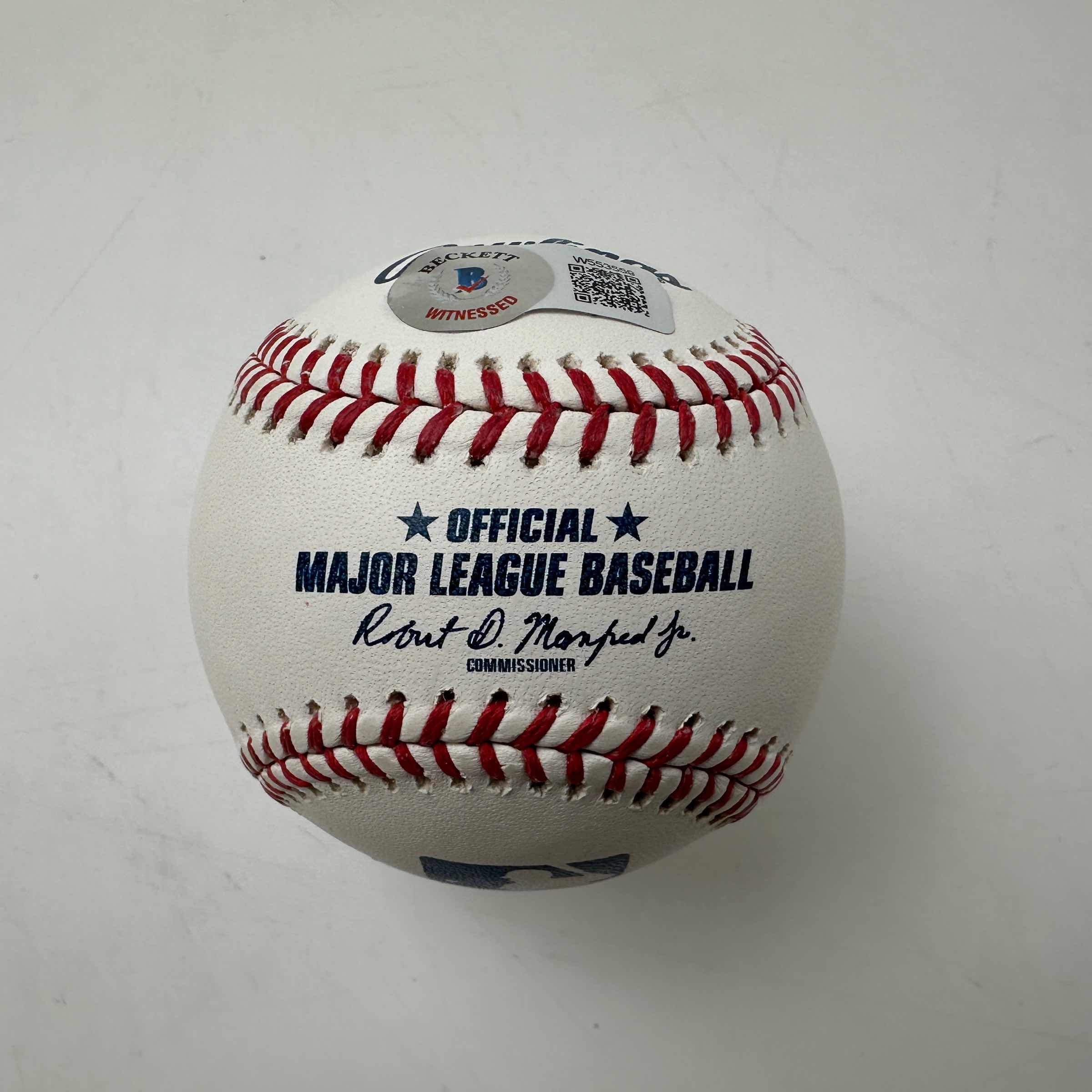 Autographed/Signed Ronald Acuna Jr. Rawlings Official Major League ROML Baseball Beckett BAS COA