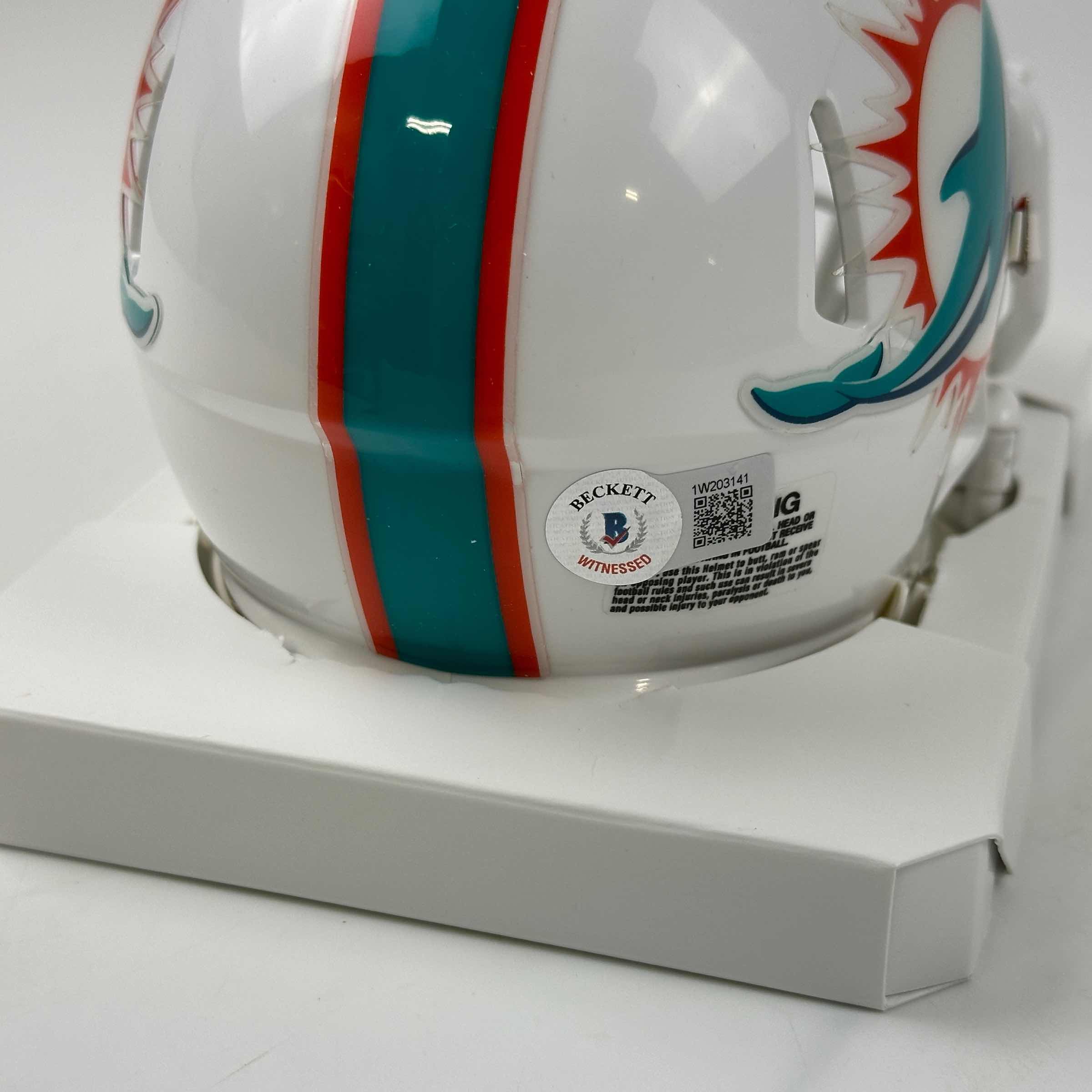 Autographed/Signed Tyreek Hill Miami Dolphins Mini Football Helmet Beckett BAS COA
