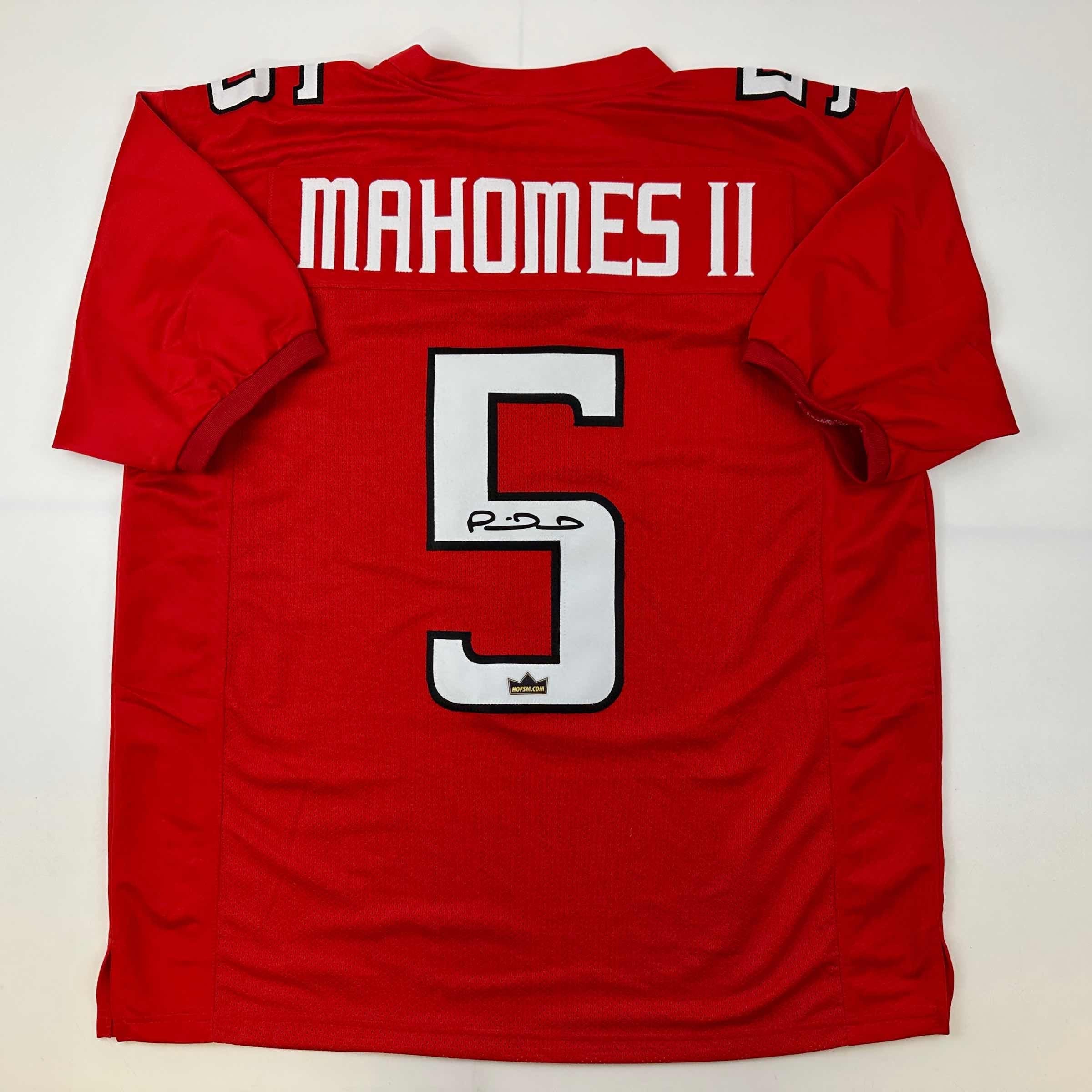 Facsimile Autographed Patrick Mahomes II Texas Tech Red Reprint Laser Auto College Football Jersey Size Men's XL