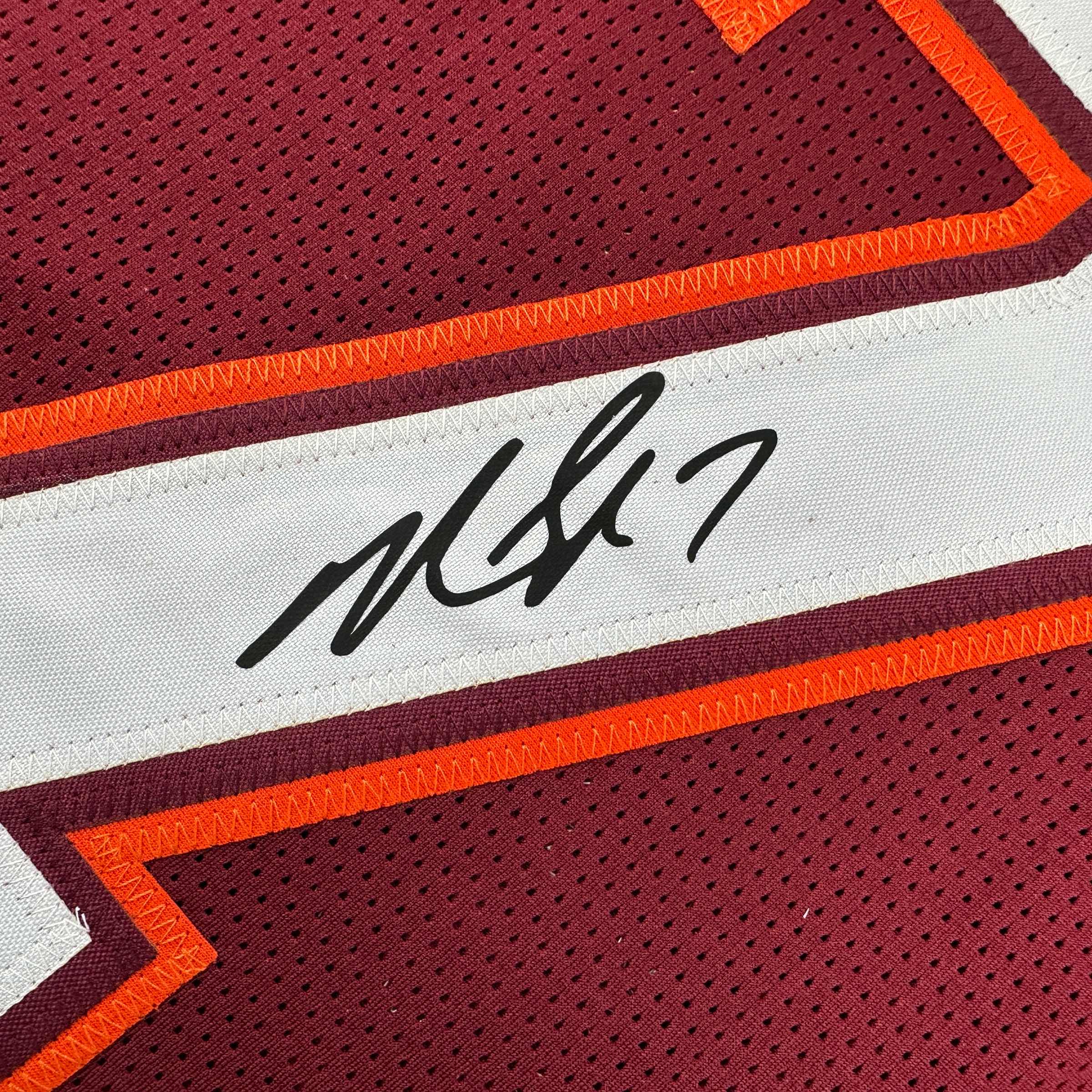 Framed Facsimile Autographed Michael Mike Vick 35x39 Virginia Tech Maroon Reprint Laser Auto College Football Jersey