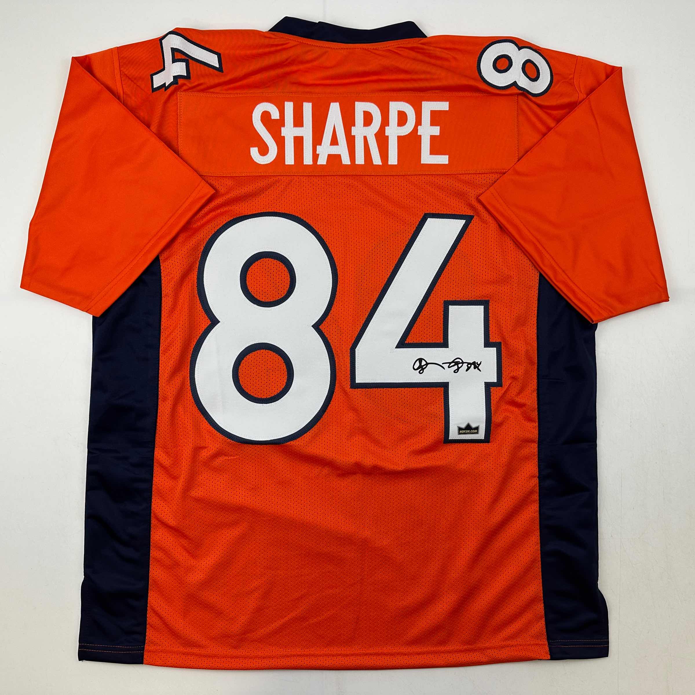 Facsimile Autographed Shannon Sharpe Denver Orange Reprint Laser Auto Football Jersey Size Men's XL