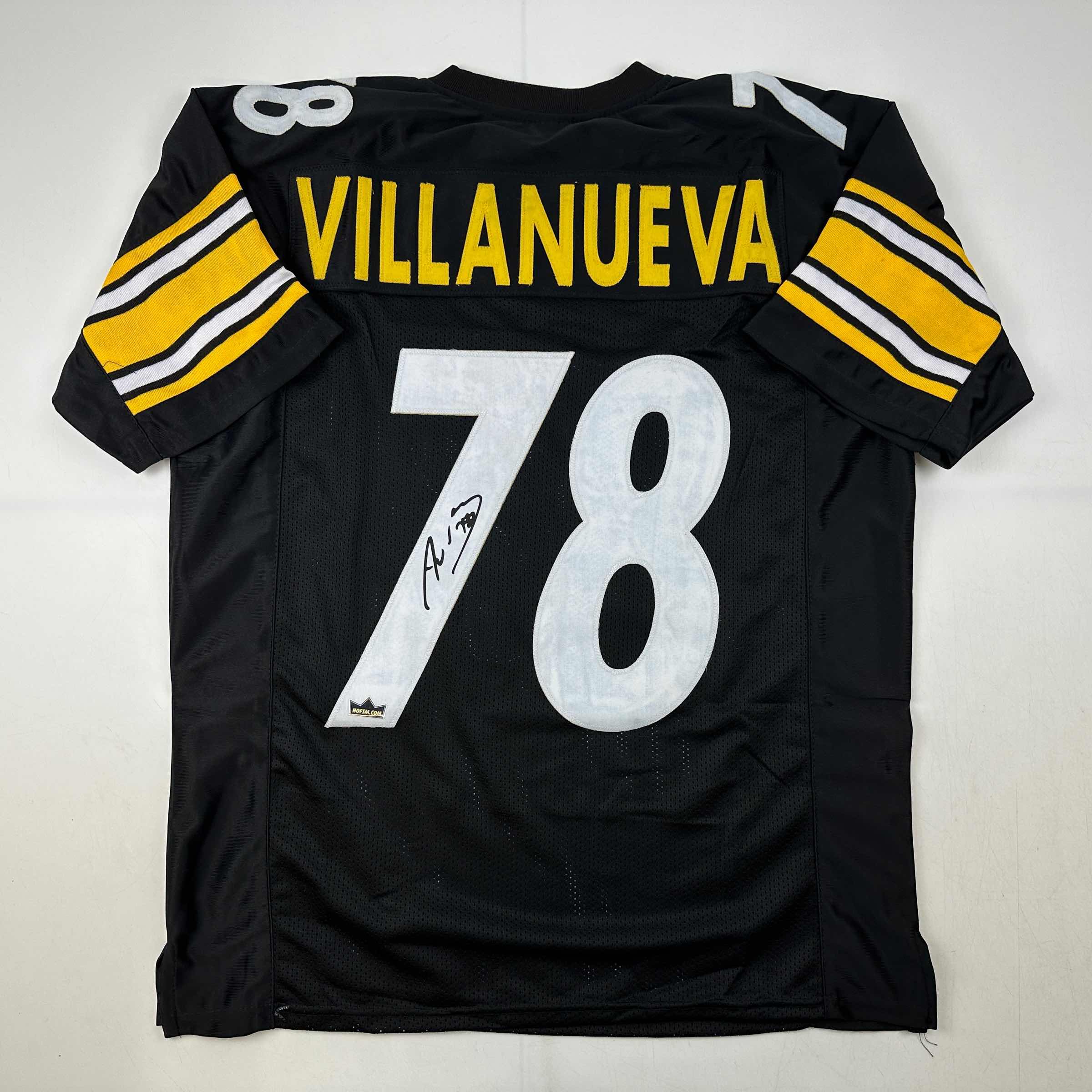 Facsimile Autographed Alejandro Villanueva Pittsburgh Black Reprint Laser Auto Football Jersey Size Men's XL