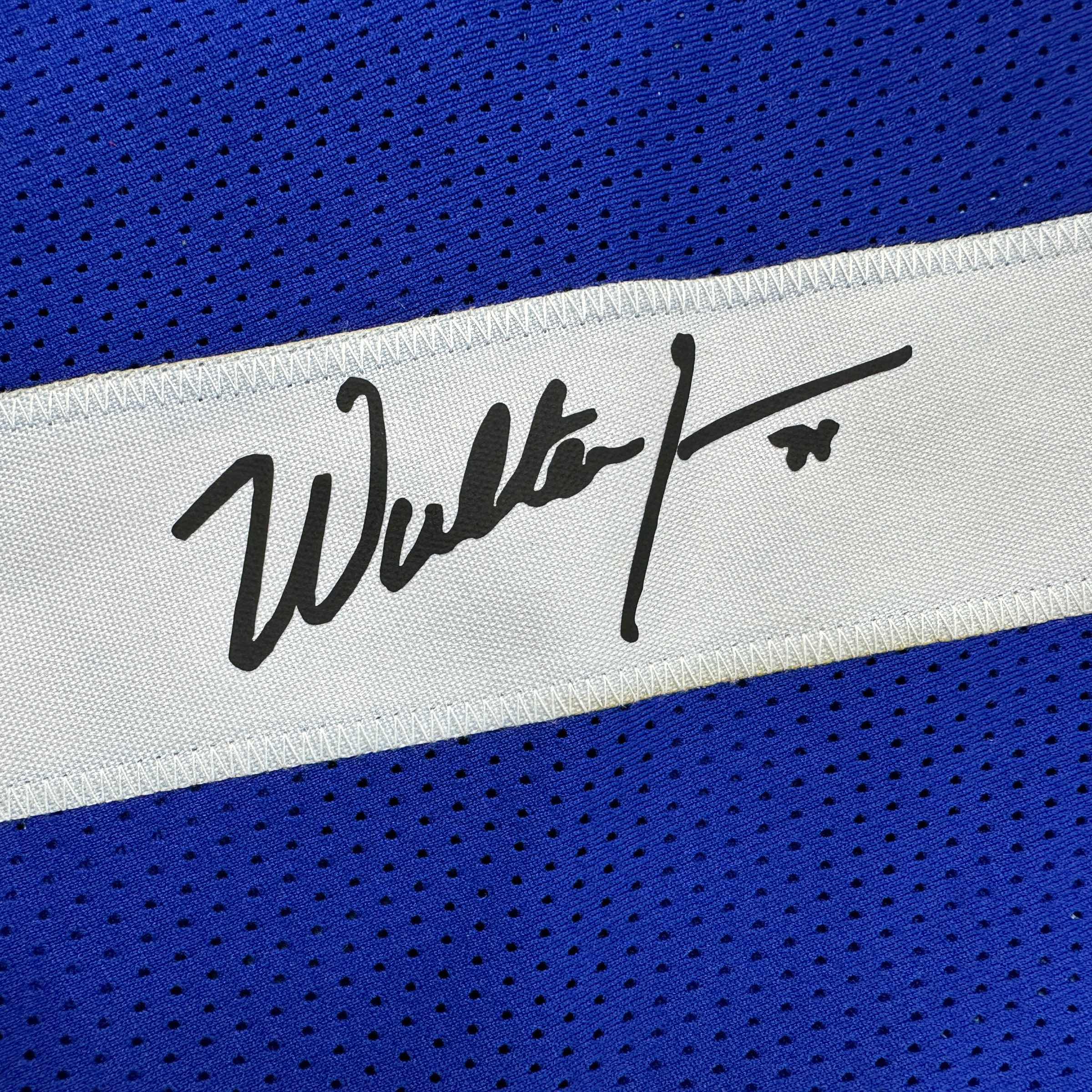 Facsimile Autographed Walter Jones Seattle Blue Reprint Laser Auto Football Jersey Size Men's XL