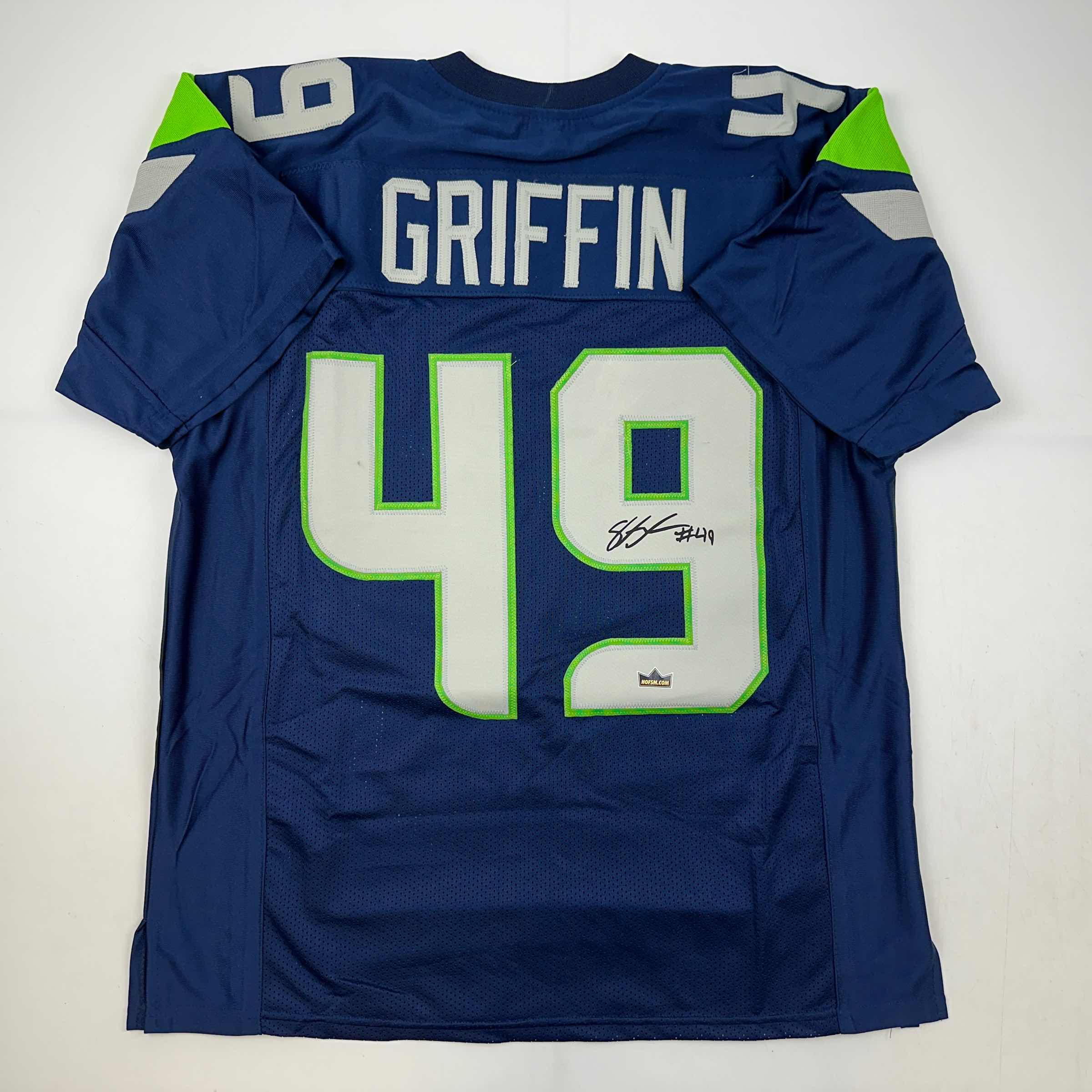 Facsimile Autographed Shaquem Griffin Seattle Blue Reprint Laser Auto Football Jersey Size Men's XL