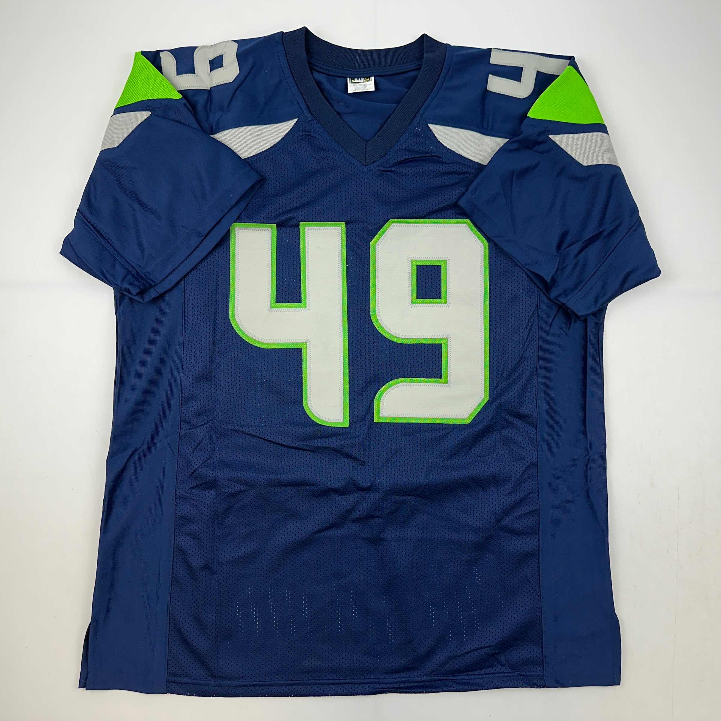 Facsimile Autographed Shaquem Griffin Seattle Blue Reprint Laser Auto Football Jersey Size Men's XL