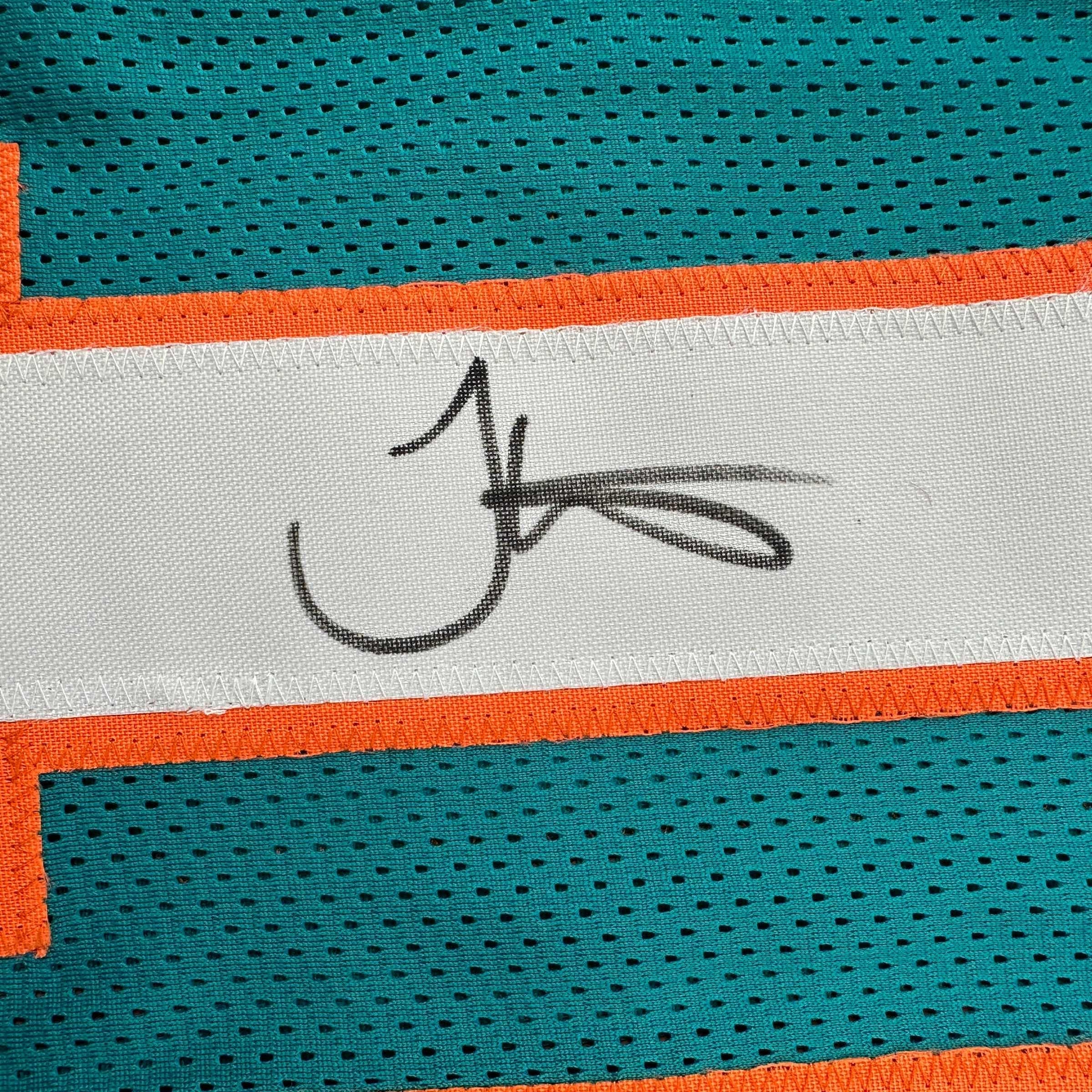 Autographed/Signed Tyreek Hill Cheetah Miami Retro Teal Football Jersey Beckett BAS COA