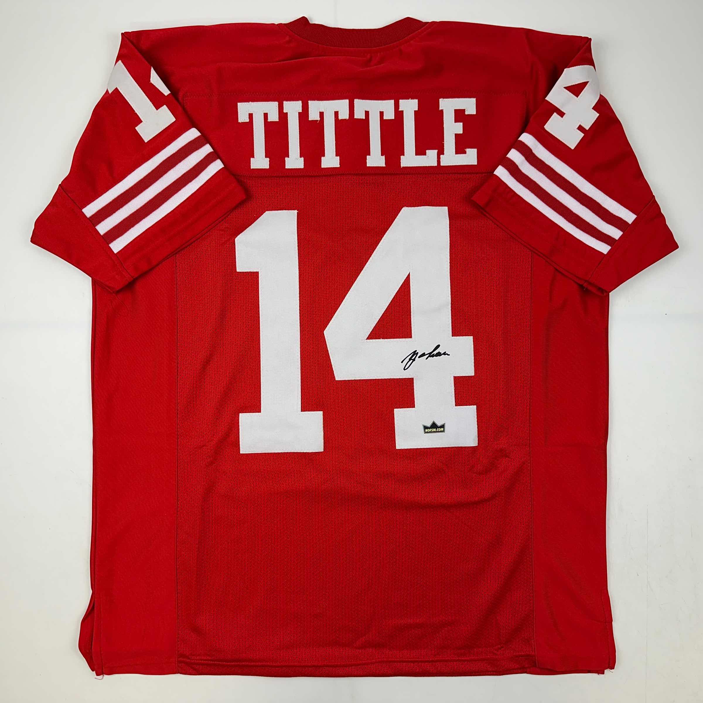 Facsimile Autographed Y.A. YA Tittle San Francisco Red Reprint Laser Auto Football Jersey Size Men's XL