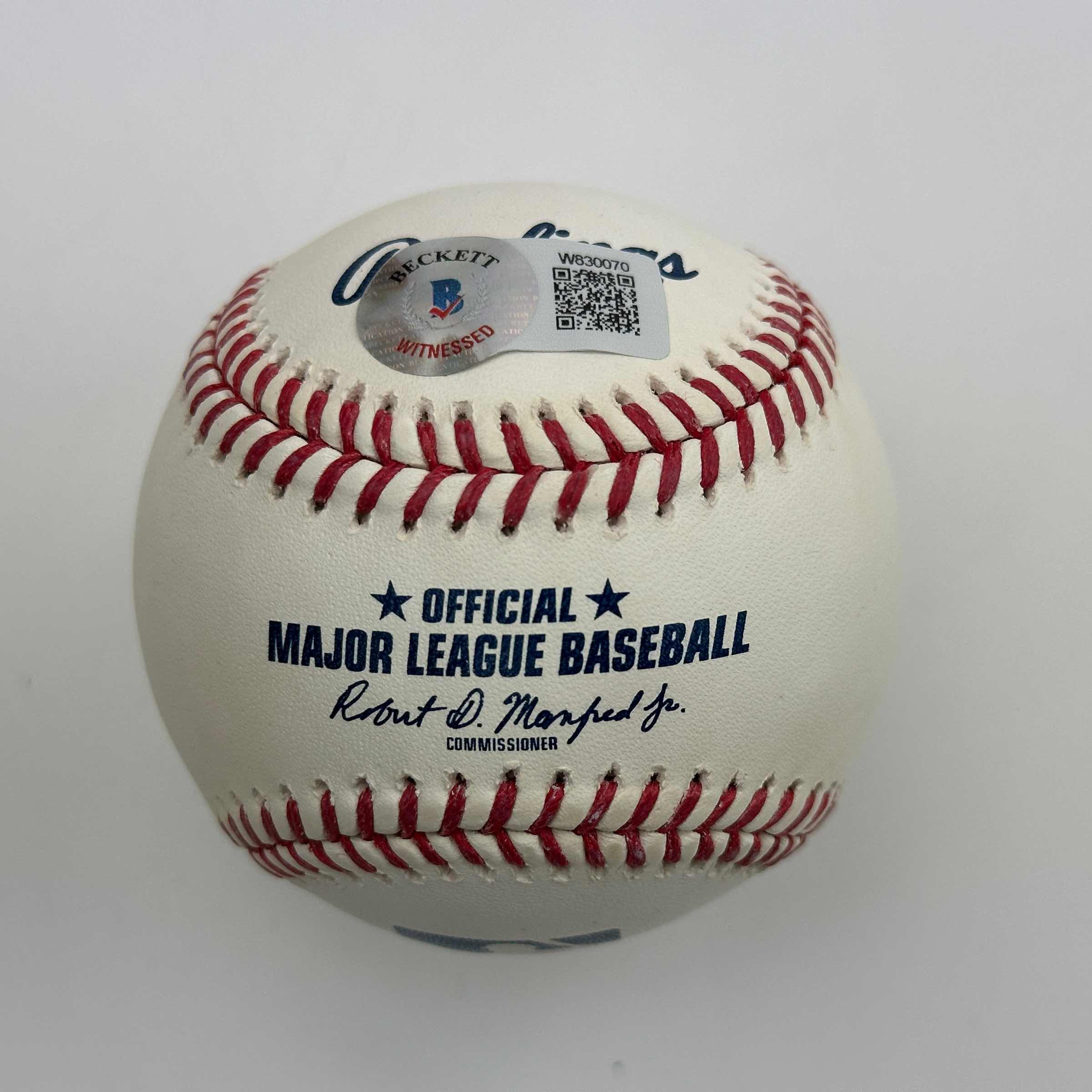 Autographed/Signed Trevor Hoffman Rawlings Official Major League Baseball ROML Beckett BAS COA