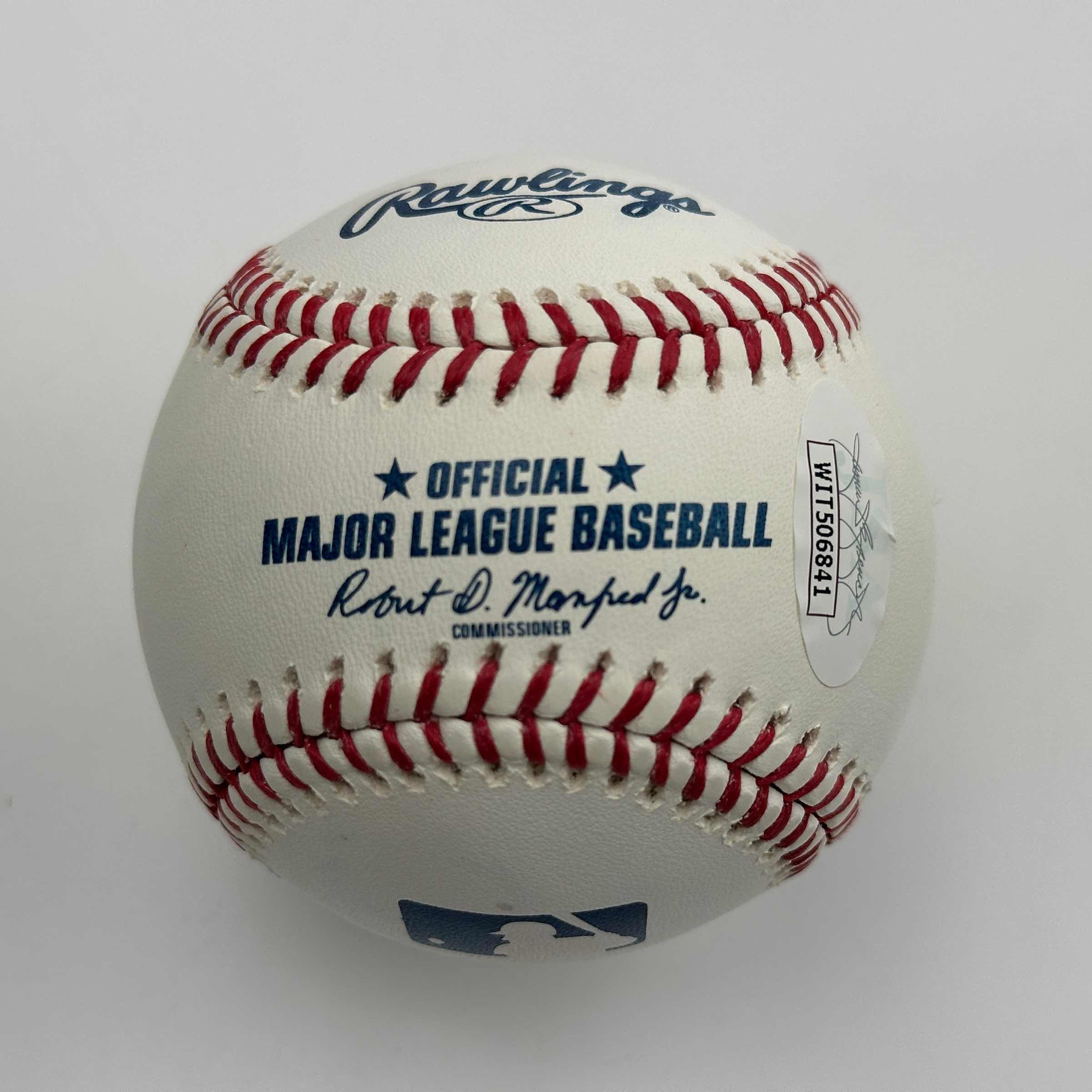 Autographed/Signed Ozzie Guillen Rawlings Official Major League Baseball ROML JSA COA Auto