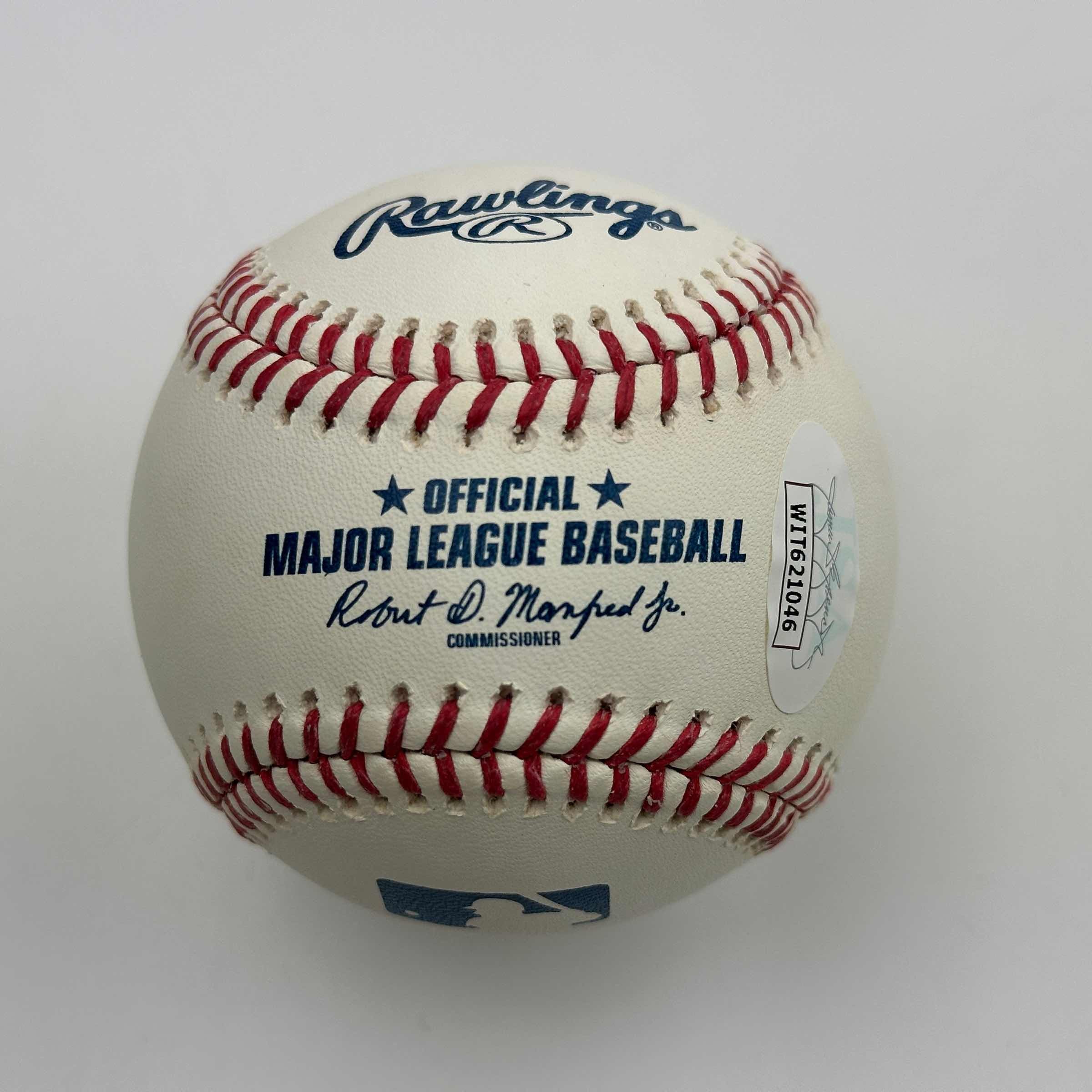 Autographed/Signed Steve Sax 82 NL ROY Rawlings Official Major League Baseball ROML JSA COA Auto