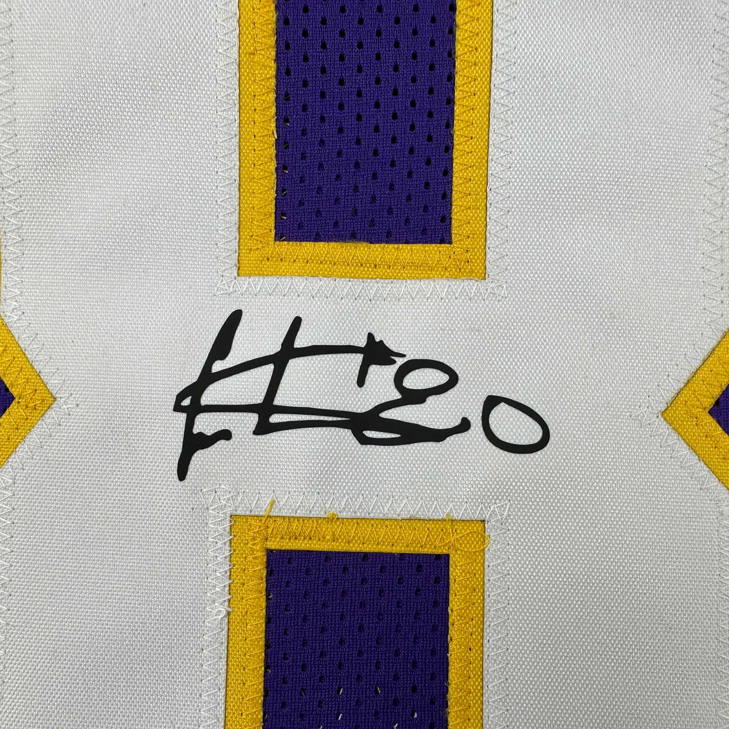Framed Facsimile Autographed Cris Carter 35x39 Minnesota Purple Reprint Laser Auto Football Jersey