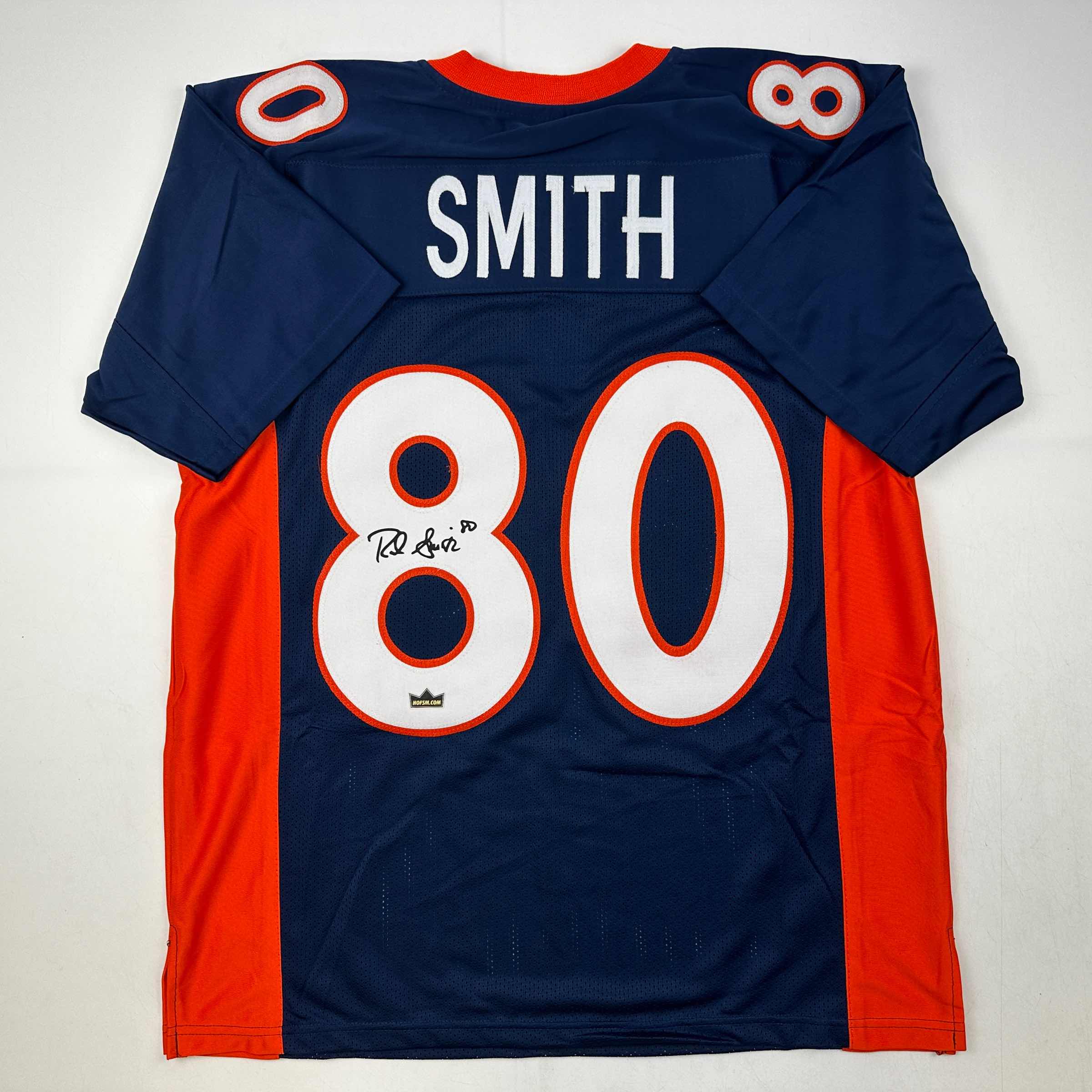 Facsimile Autographed Rod Smith Denver Blue Reprint Laser Auto Football Jersey Size Men's XL