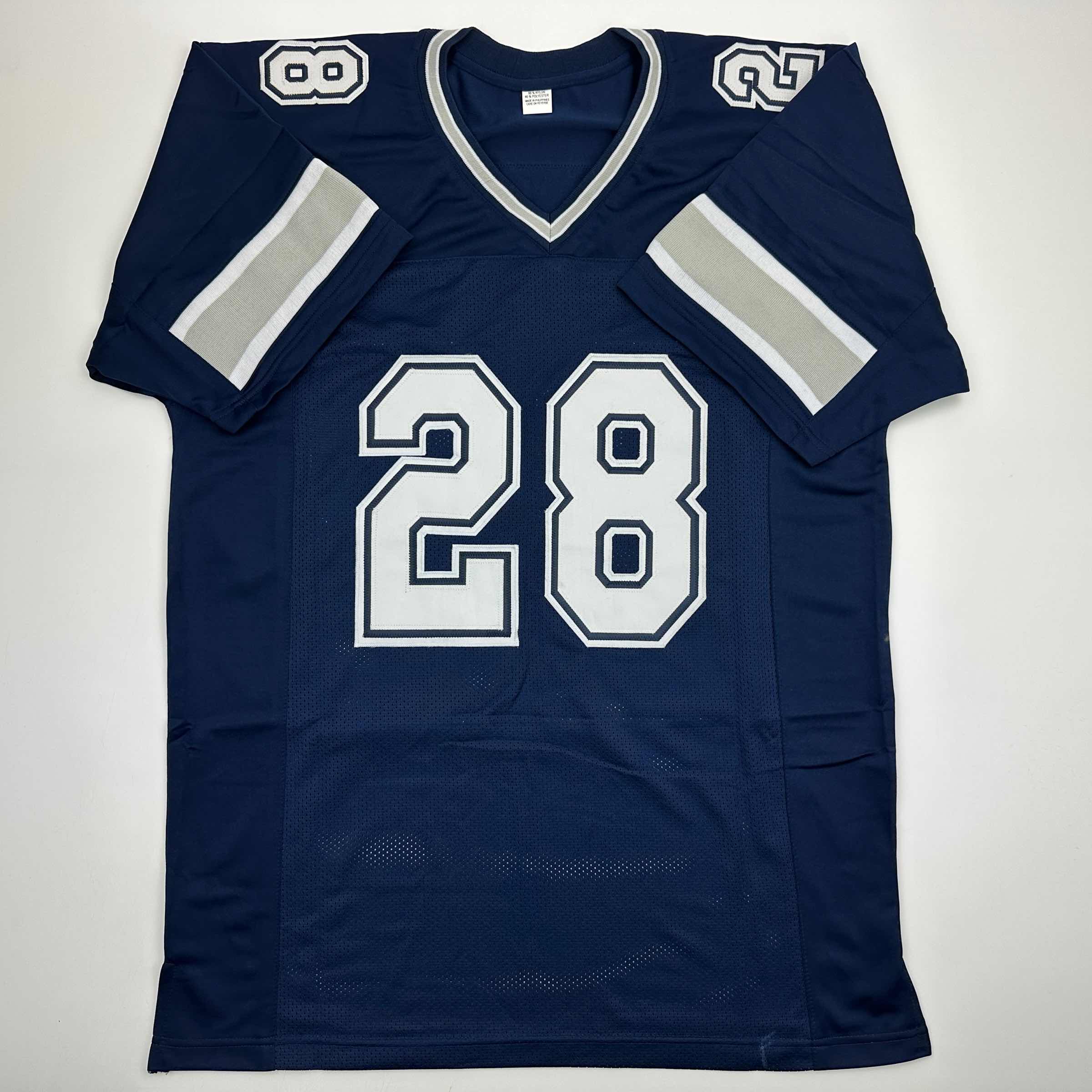 Autographed/Signed Malik Hooker Dallas Blue Football Jersey Beckett BAS COA