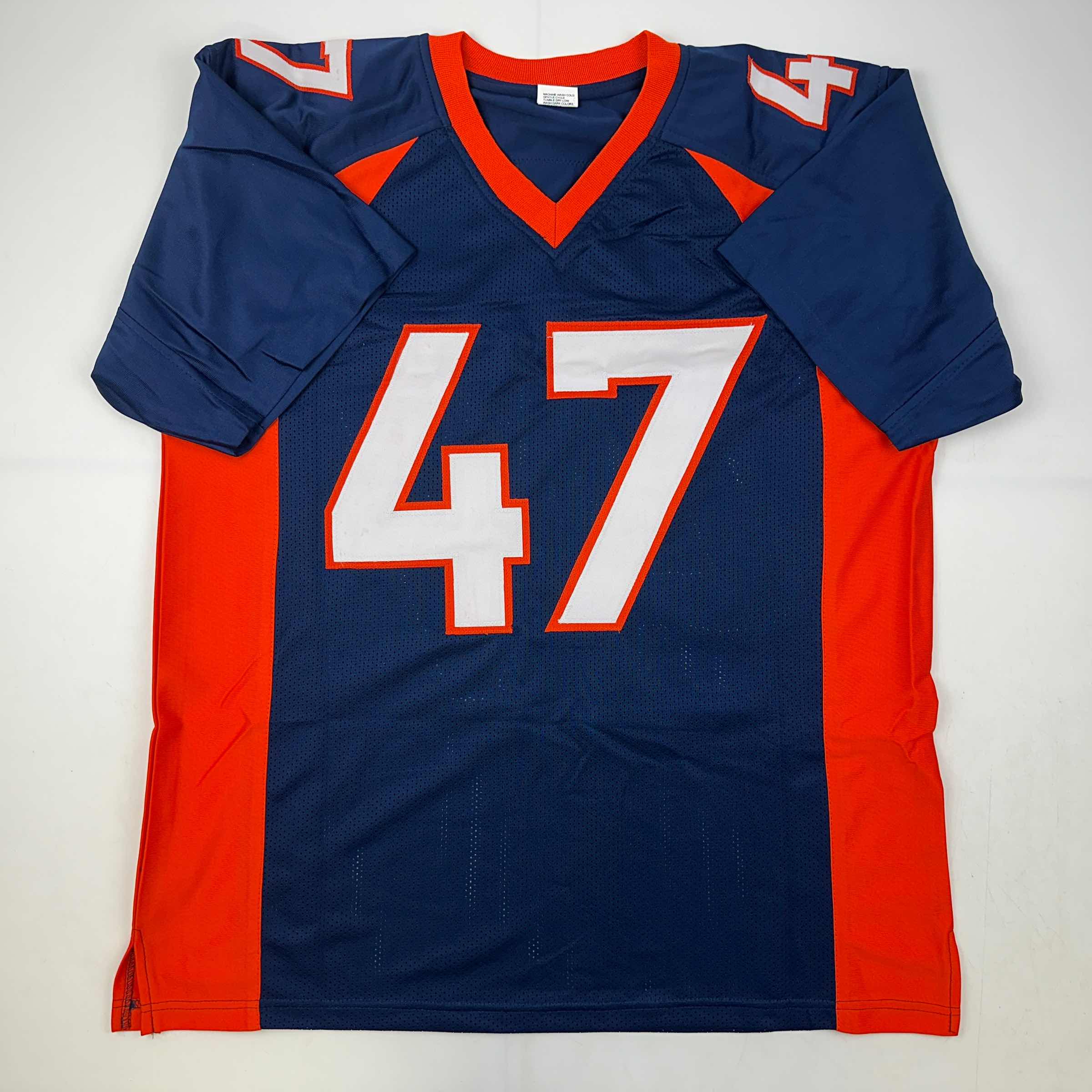 Facsimile Autographed John Lynch Denver Blue Reprint Laser Auto Football Jersey Size Men's XL