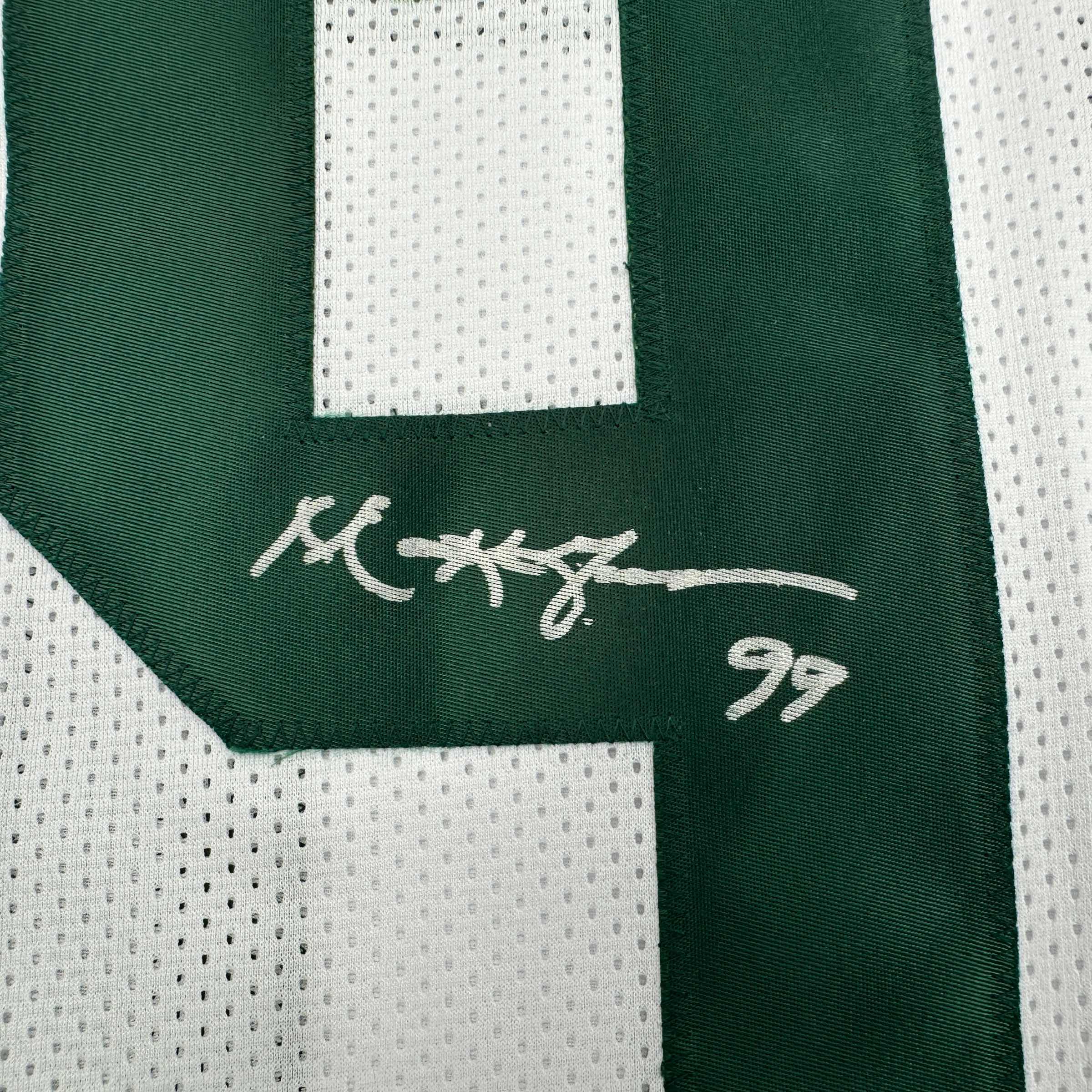 Autographed/Signed Mark Gastineau New York White Football Jersey JSA COA