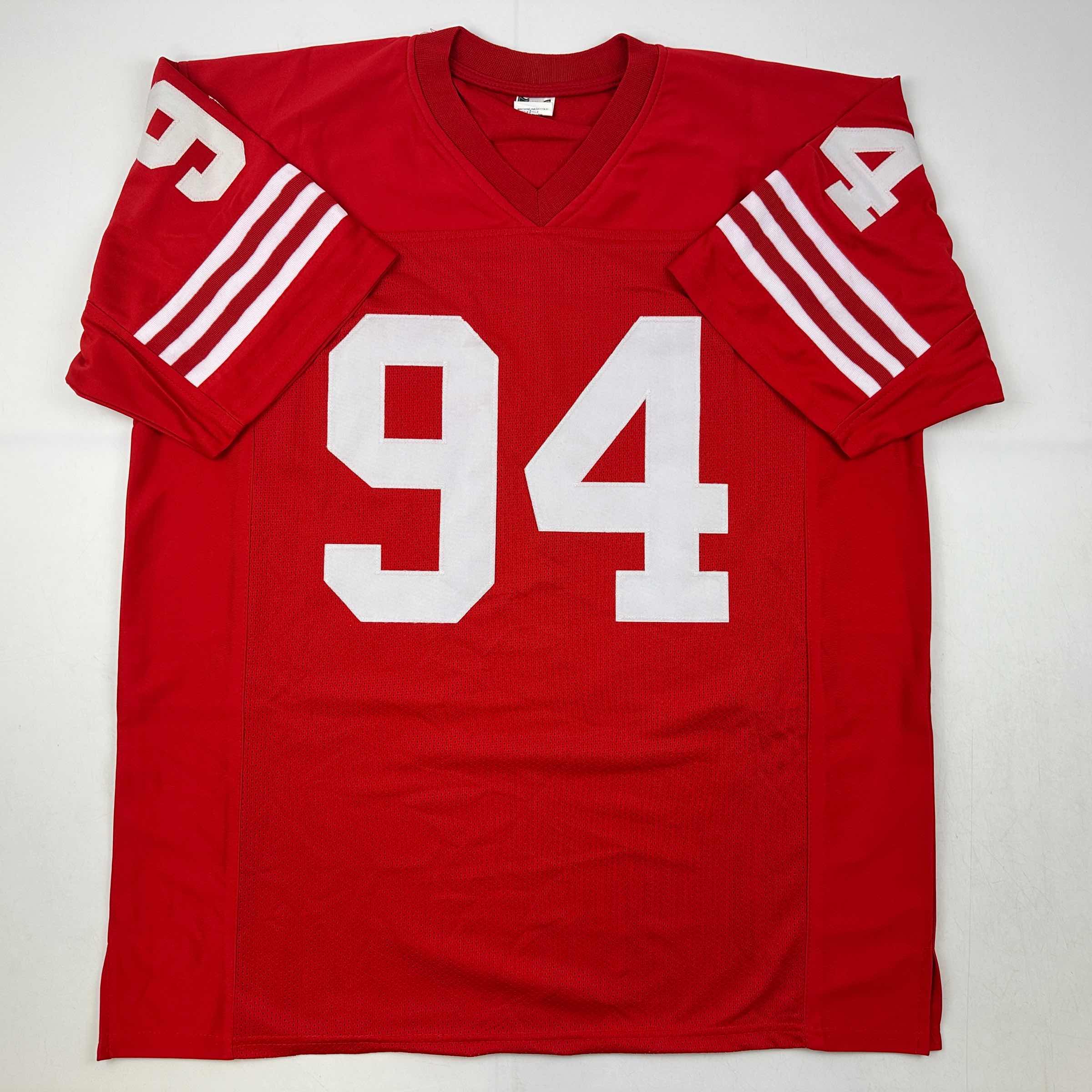 Facsimile Autographed Charles Haley San Francisco Red Reprint Laser Auto Football Jersey Size Men's XL