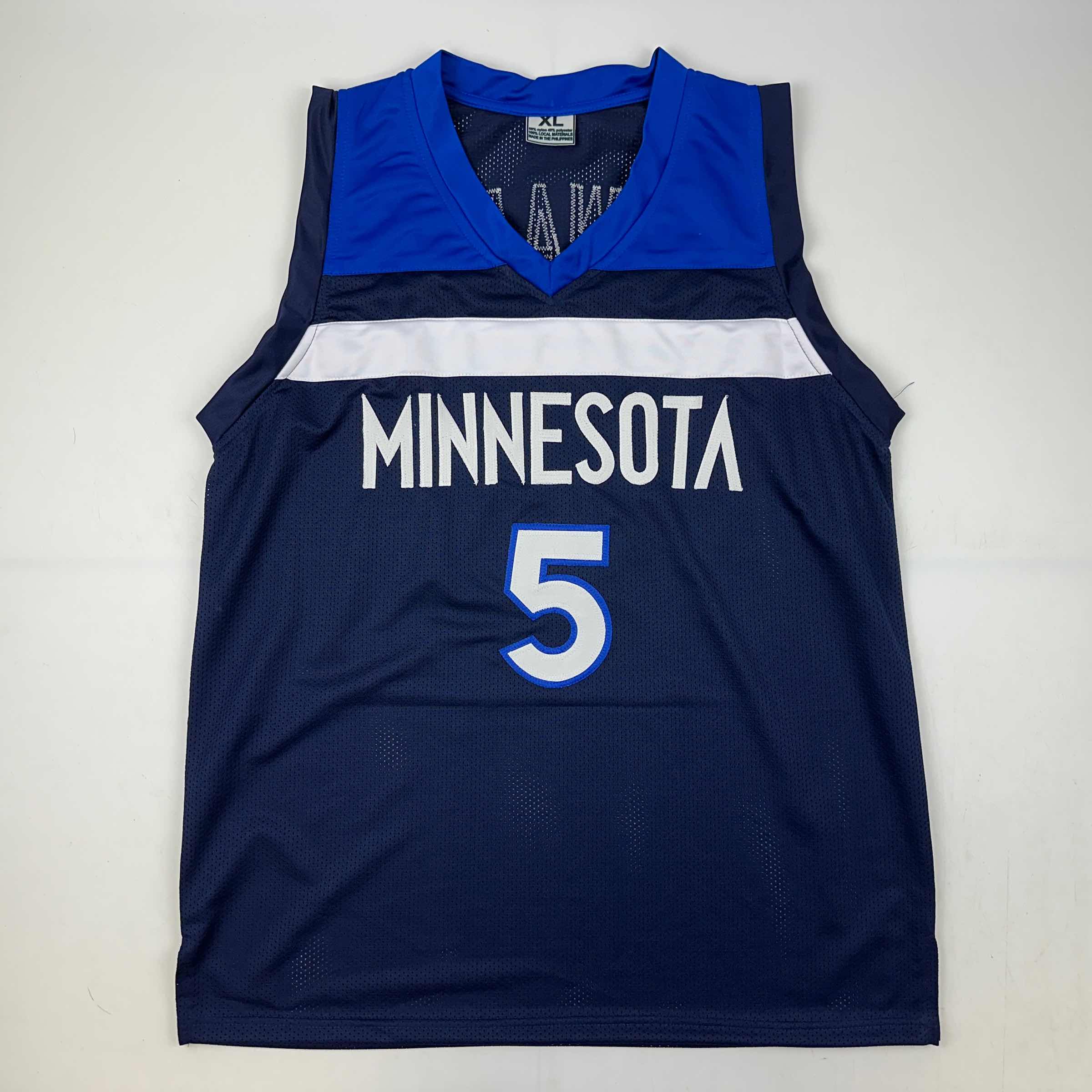 Facsimile Autographed Anthony Edwards Minnesota Blue Reprint Laser Auto Basketball Jersey Size Men's XL