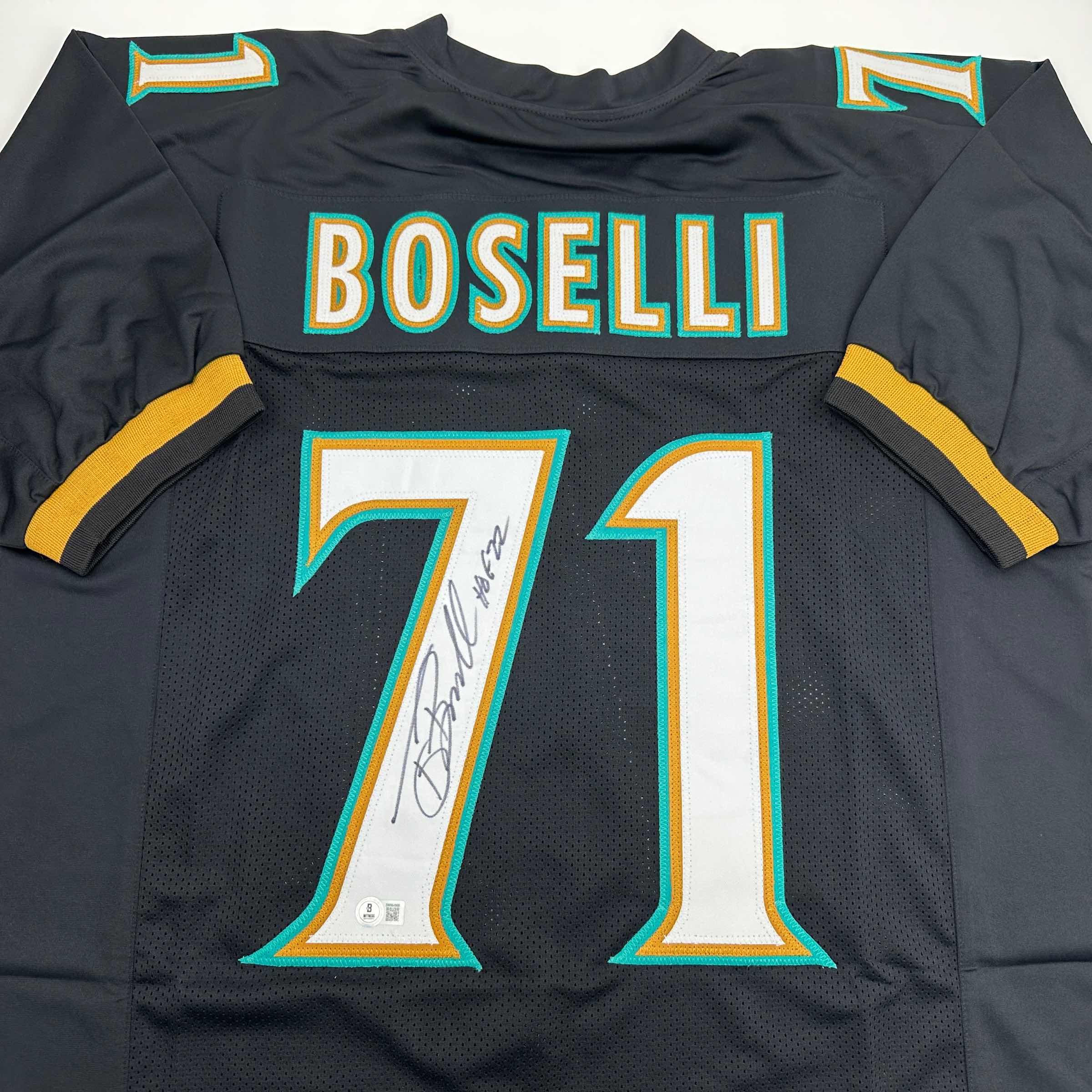 Autographed/Signed Tony Boselli HOF 22 Jacksonville Black Football Jersey Beckett BAS COA