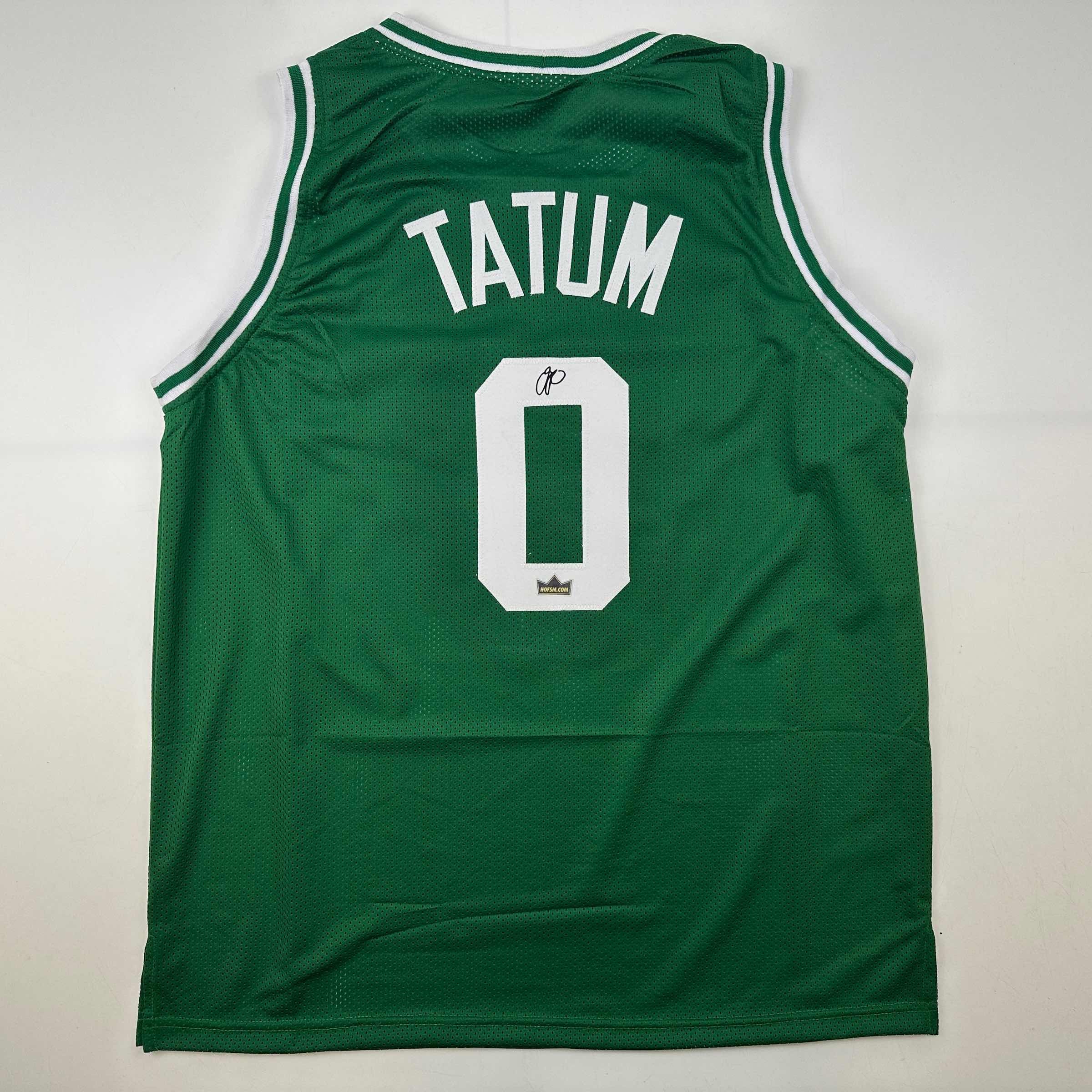 Facsimile Autographed Jayson Tatum Boston Green Reprint Laser Auto Basketball Jersey Size Men's XL