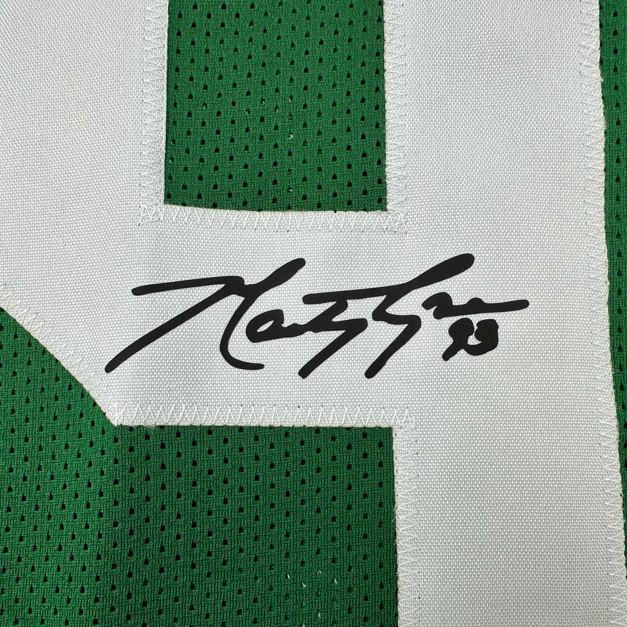 Framed Facsimile Autographed Marty Lyons 35x39 New York Green Reprint Laser Auto Football Jersey