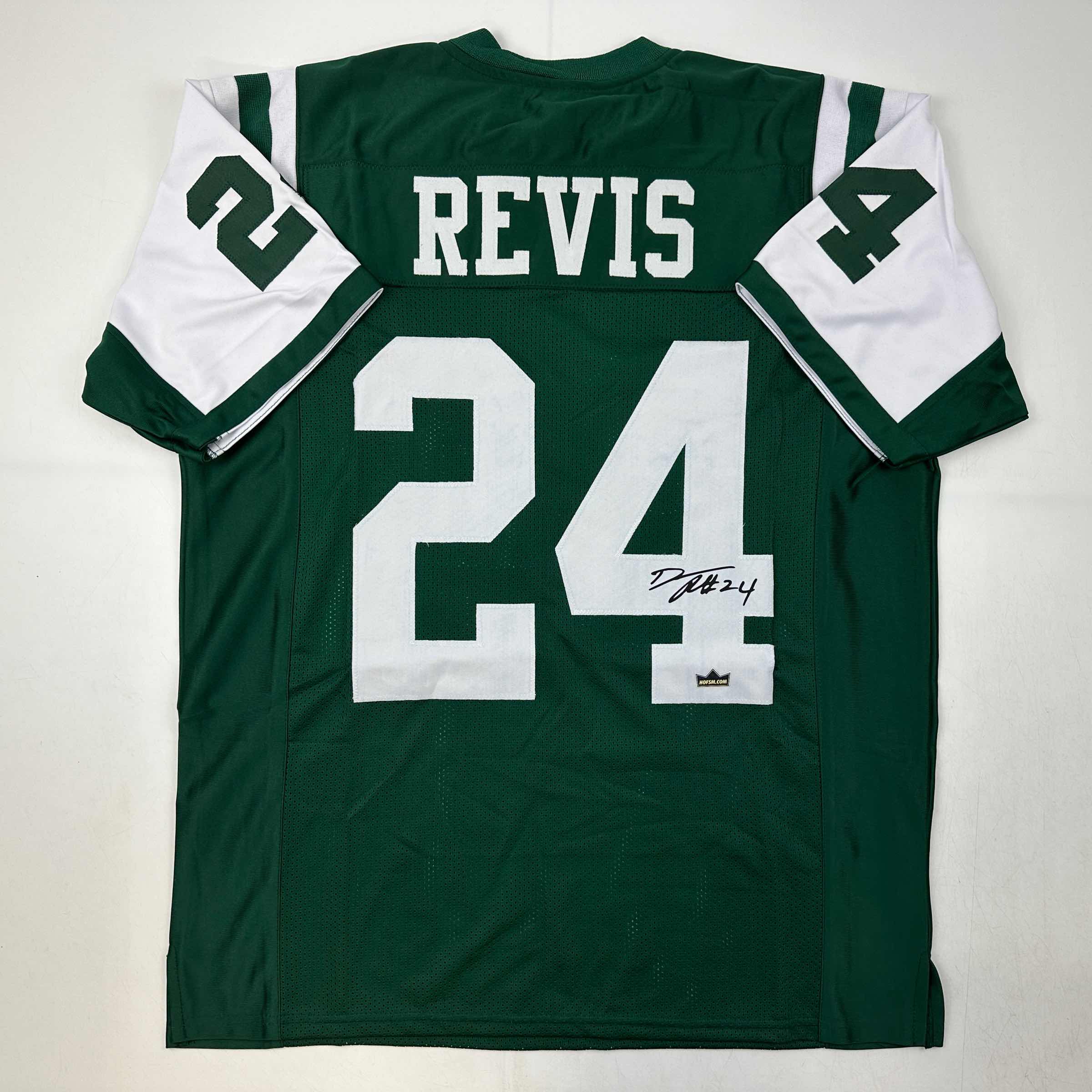 Facsimile Autographed Darrelle Revis New York Green Reprint Laser Auto Football Jersey Size Men's XL