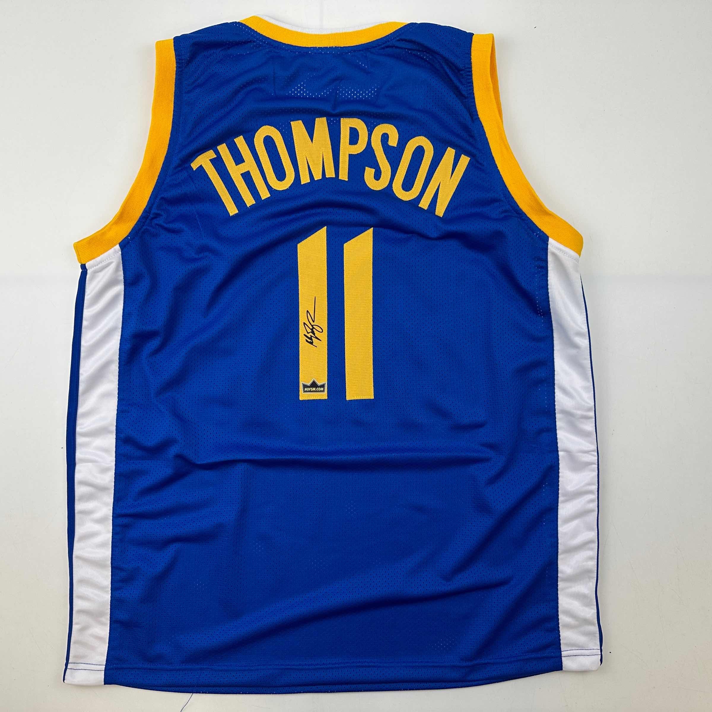 Facsimile Autographed Klay Thompson Golden State Blue Reprint Laser Auto Basketball Jersey Size Men's XL