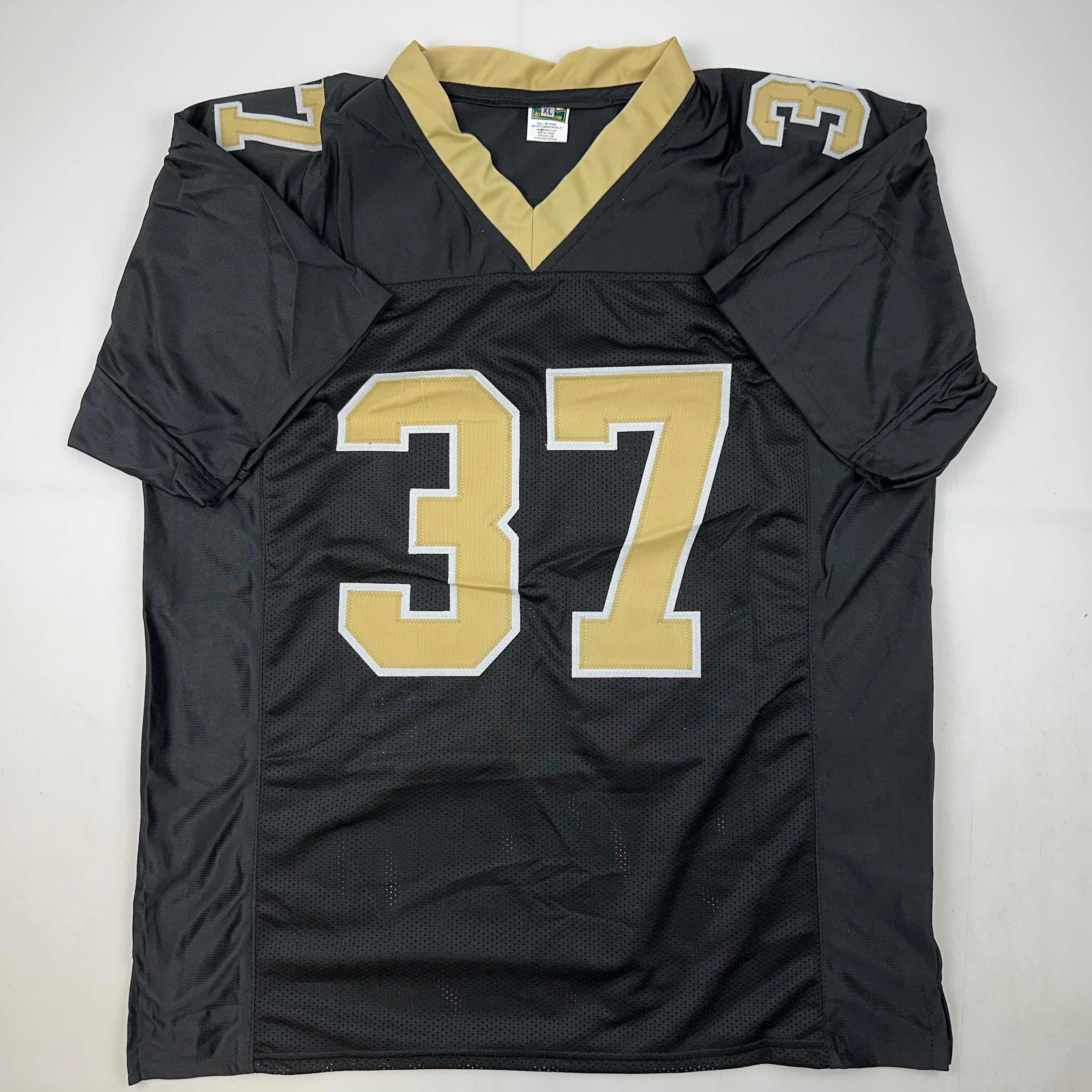 Facsimile Autographed Steve Gleason New Orleans Black Reprint Laser Auto Football Jersey Size Men's XL