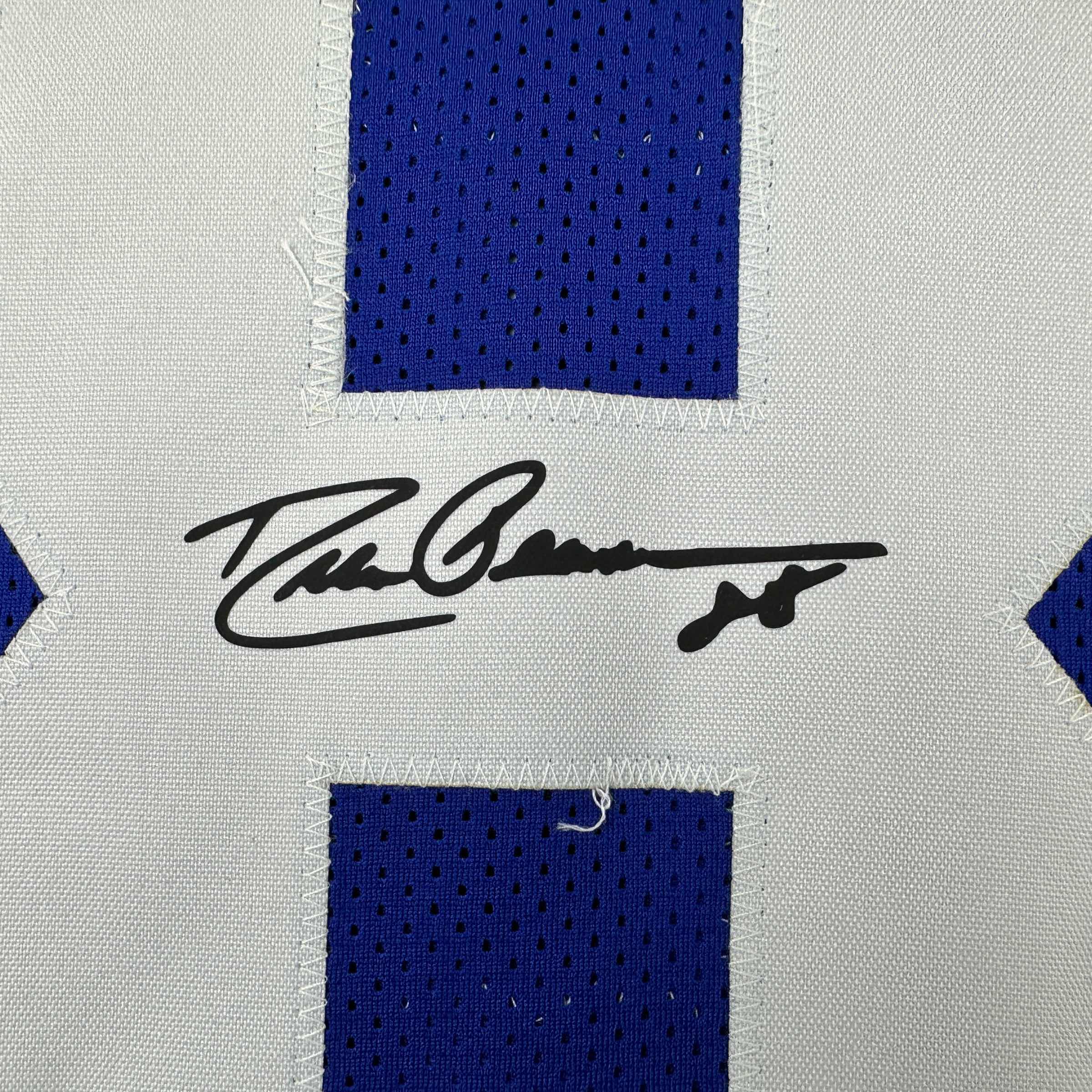 Framed Facsimile Autographed Drew Pearson 35x39 Dallas Blue Reprint Laser Auto Football Jersey