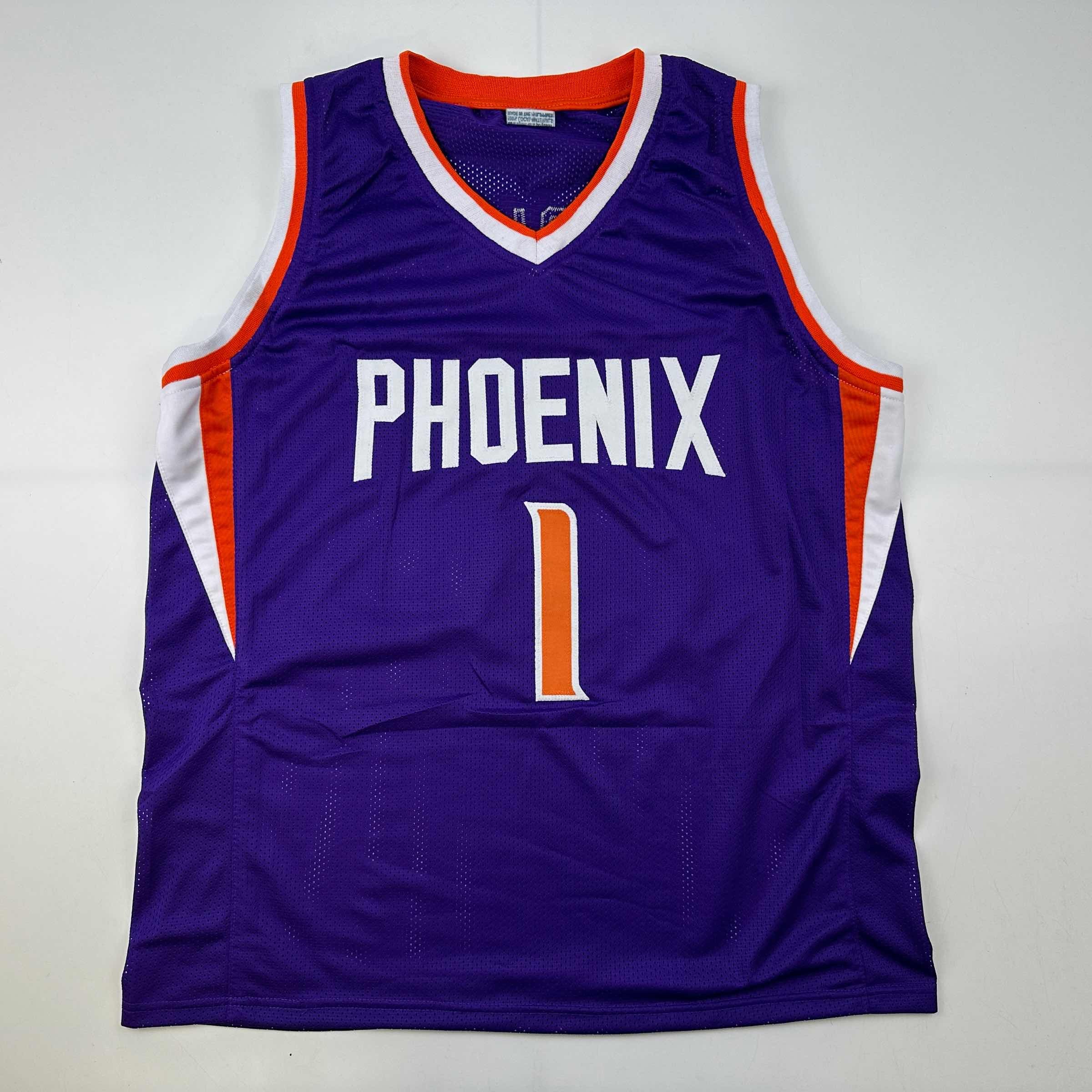 Facsimile Autographed Devin Booker Phoenix Purple Reprint Laser Auto Basketball Jersey Size Men's XL