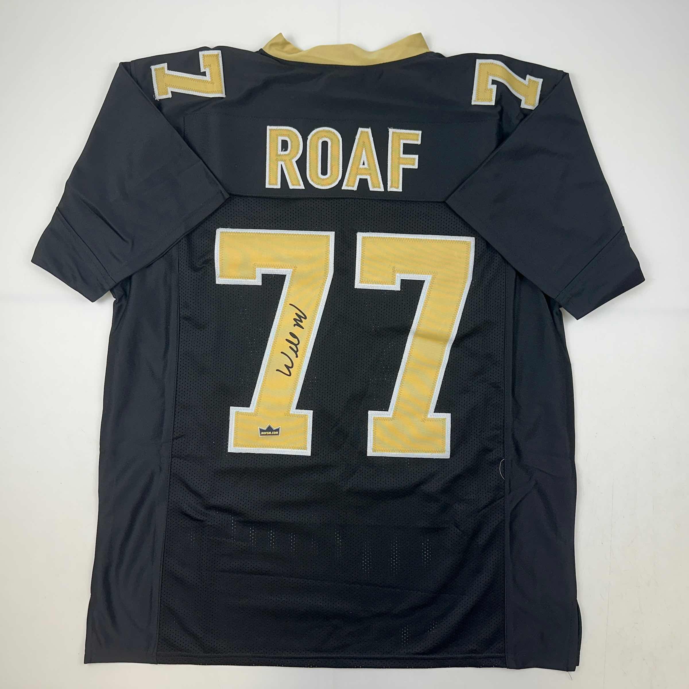 Facsimile Autographed Willie Roaf New Orleans Black Reprint Laser Auto Football Jersey Size Men's XL