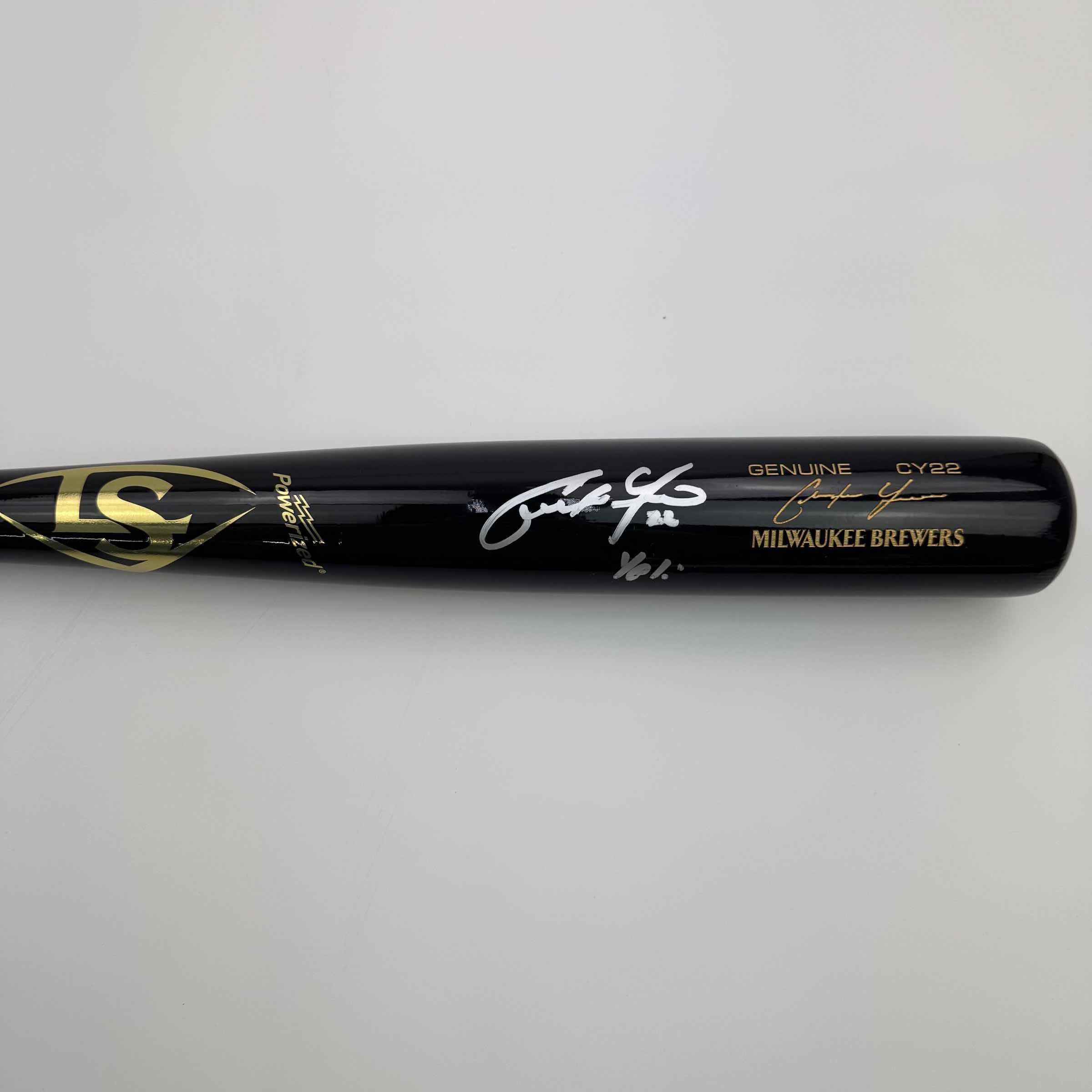 Autographed/Signed Christian Yelich "Yeli" Black Louisville Slugger Baseball Bat JSA COA
