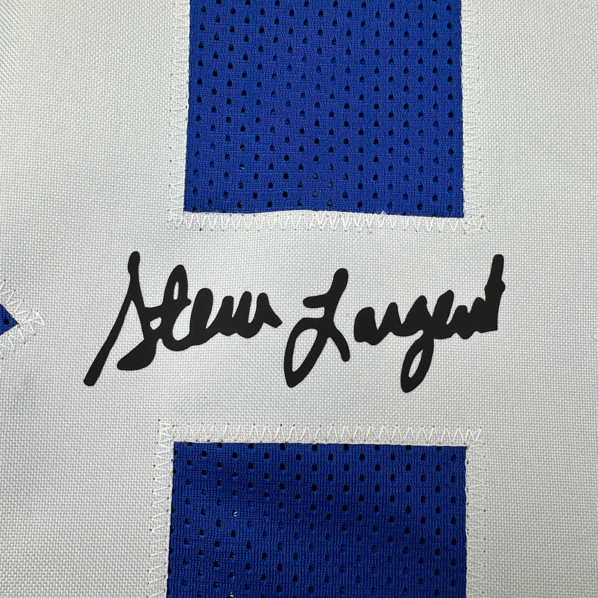 Framed Facsimile Autographed Steve Largent 35x39 Seattle Blue Reprint Laser Auto Football Jersey