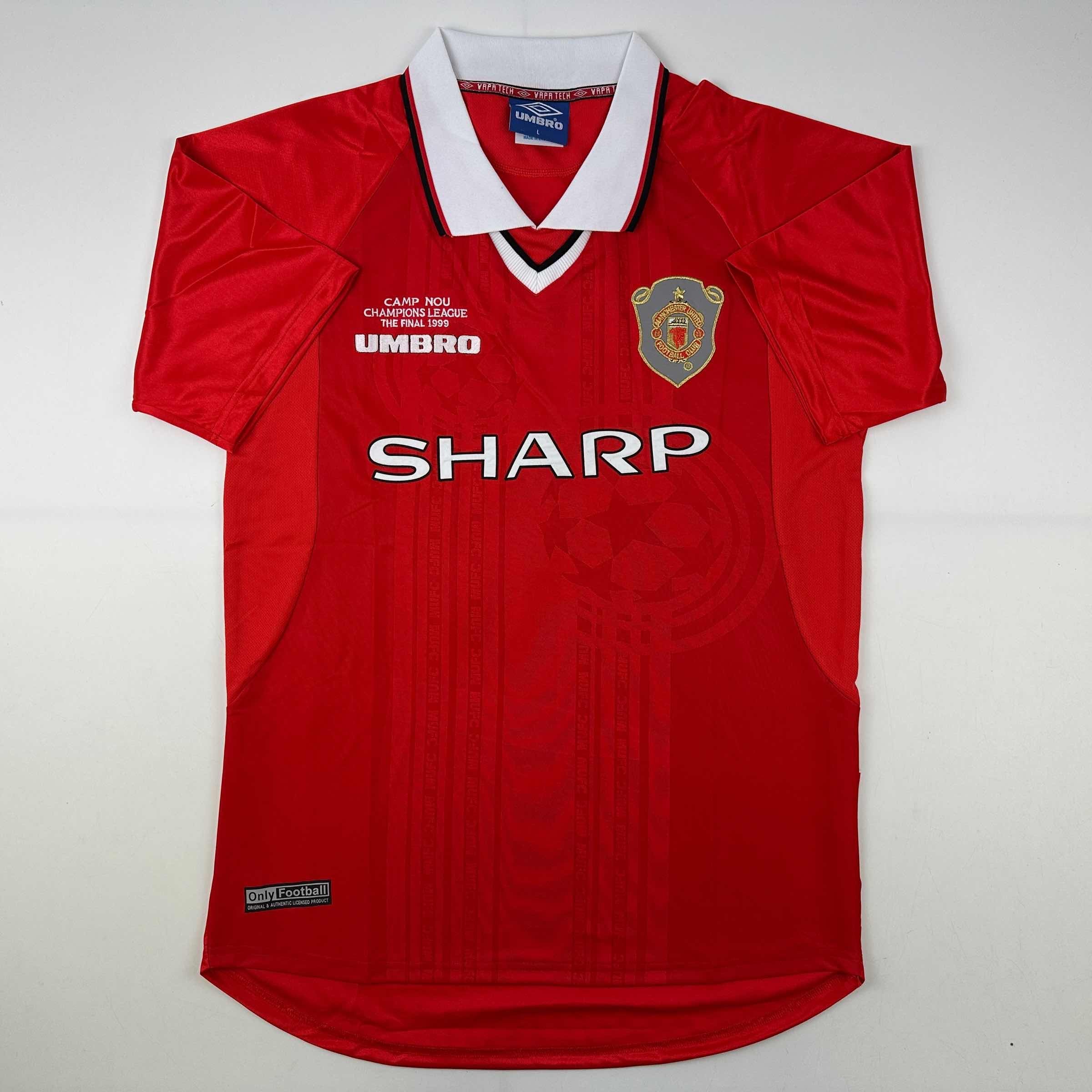 Autographed/Signed Teddy Sheringham Manchester United Red Soccer Jersey Beckett BAS COA
