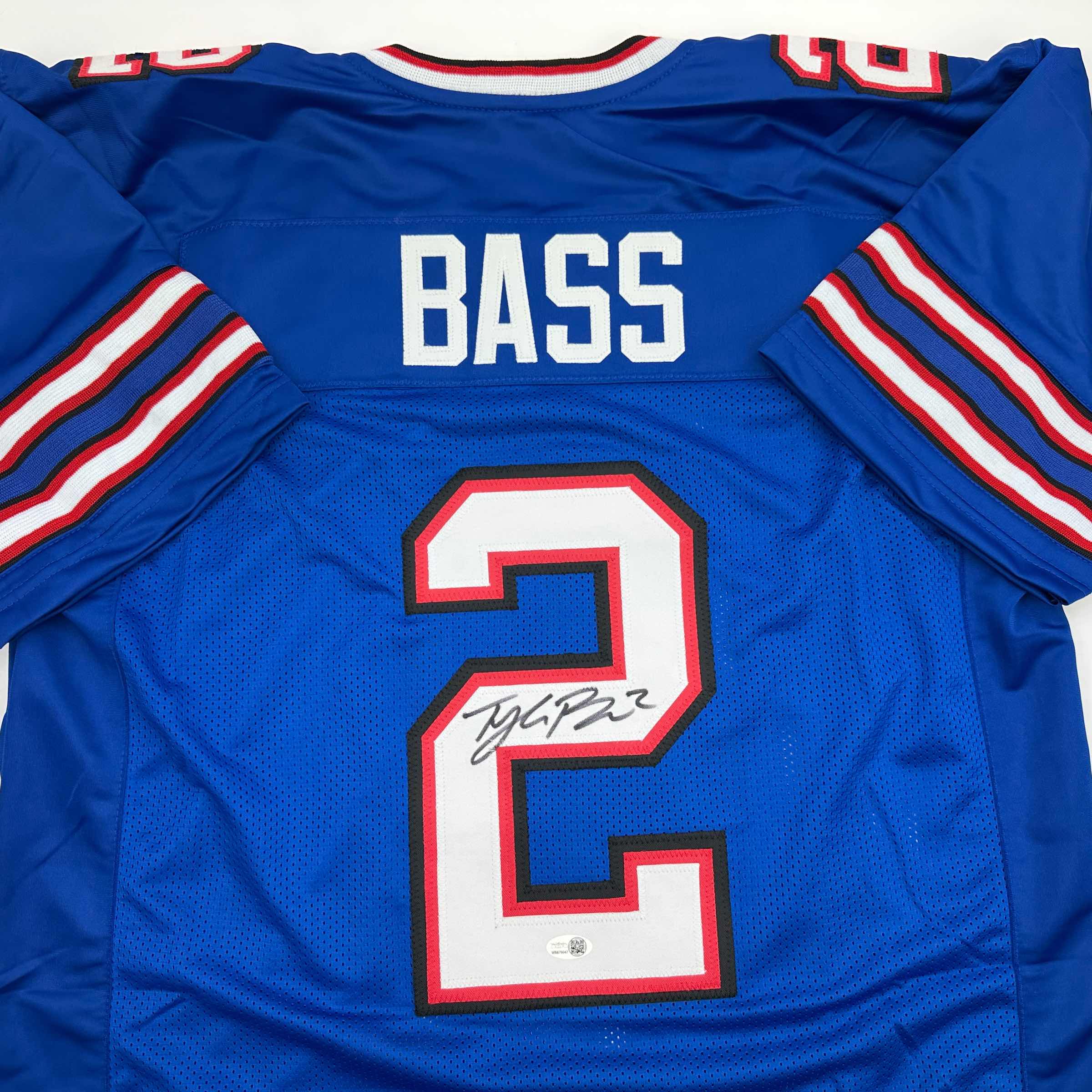 Autographed/Signed Tyler Bass Buffalo Blue Football Jersey JSA COA