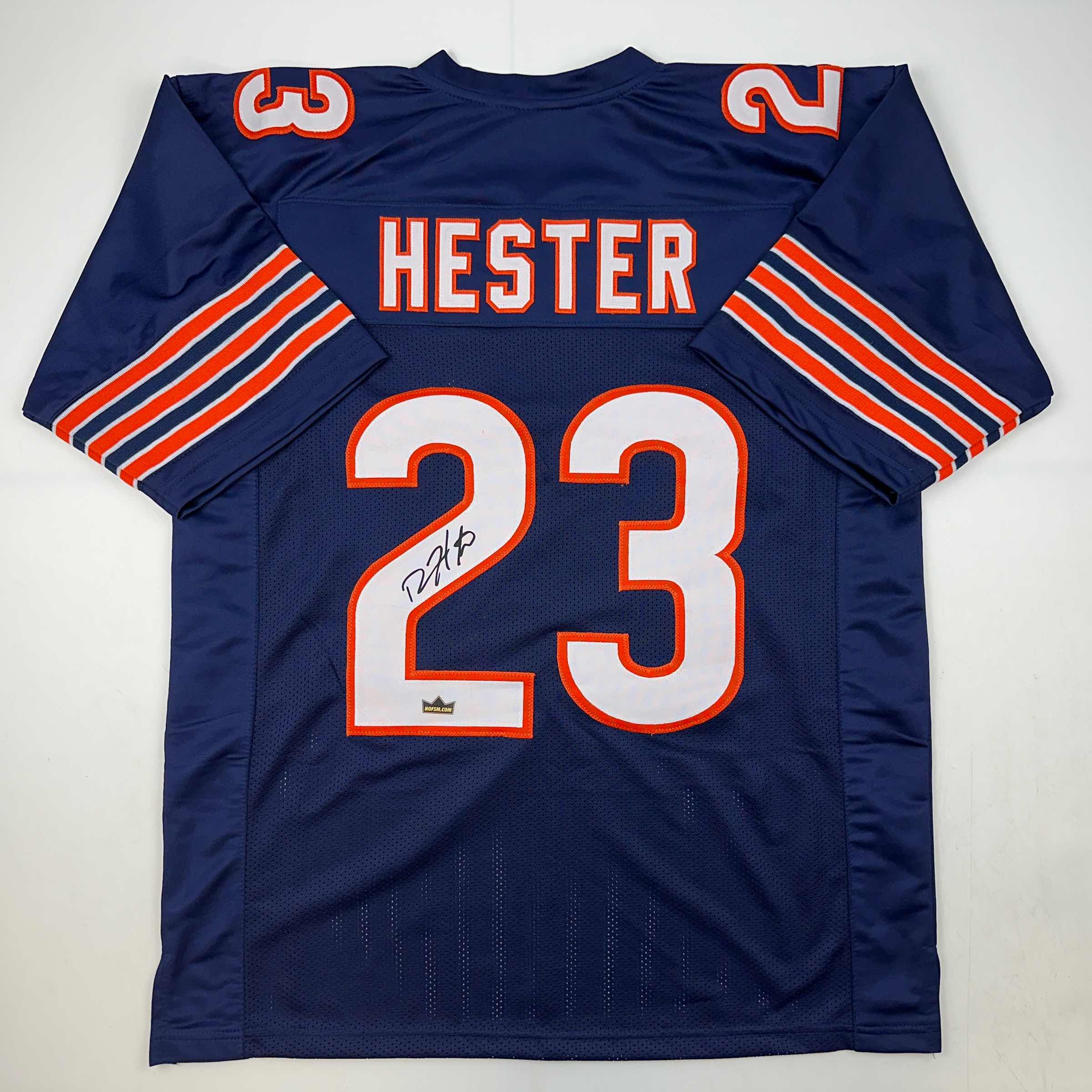 Facsimile Autographed Devin Hester Chicago Blue Reprint Laser Auto Football Jersey Size Men's XL